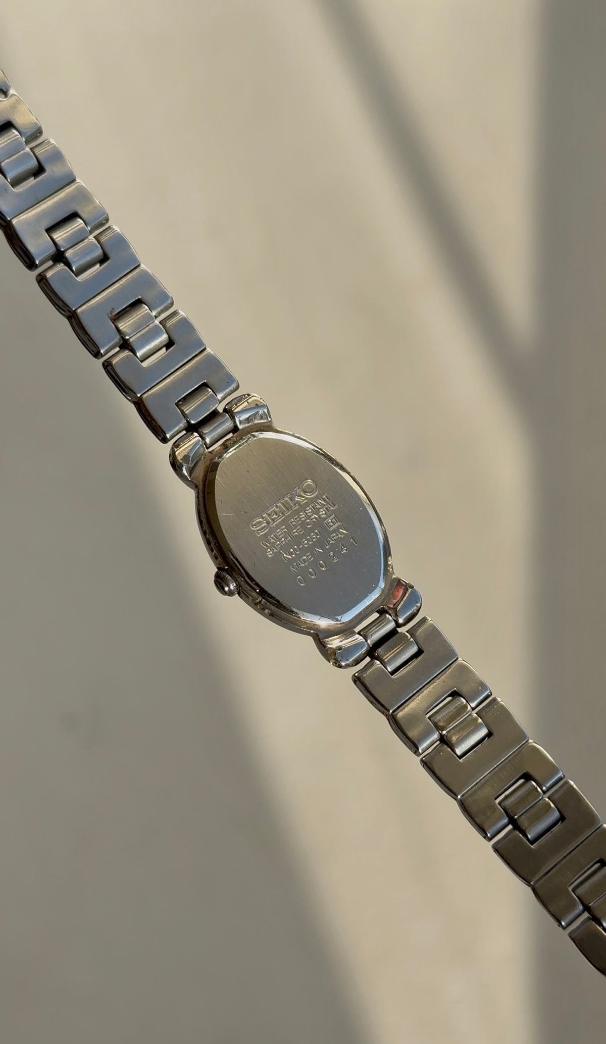 1990 Seiko Silver Tone Oval Bracelet Watch