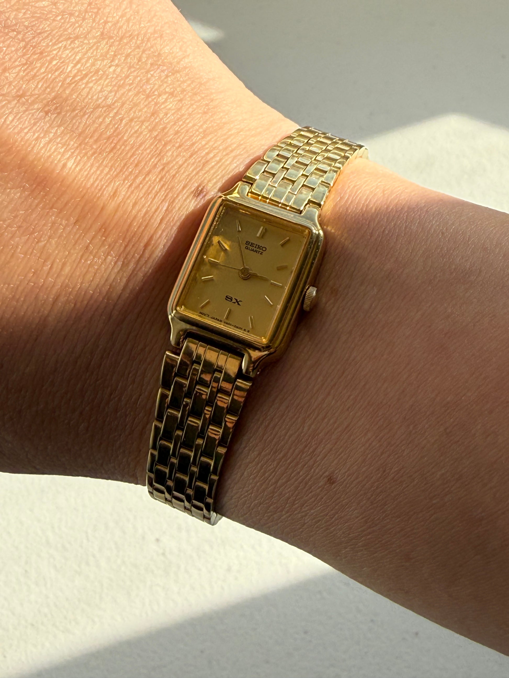 1991 Seiko Quartz SX Gold Tone Tank Watch