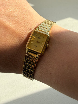 1991 Seiko Quartz SX Gold Tone Tank Watch