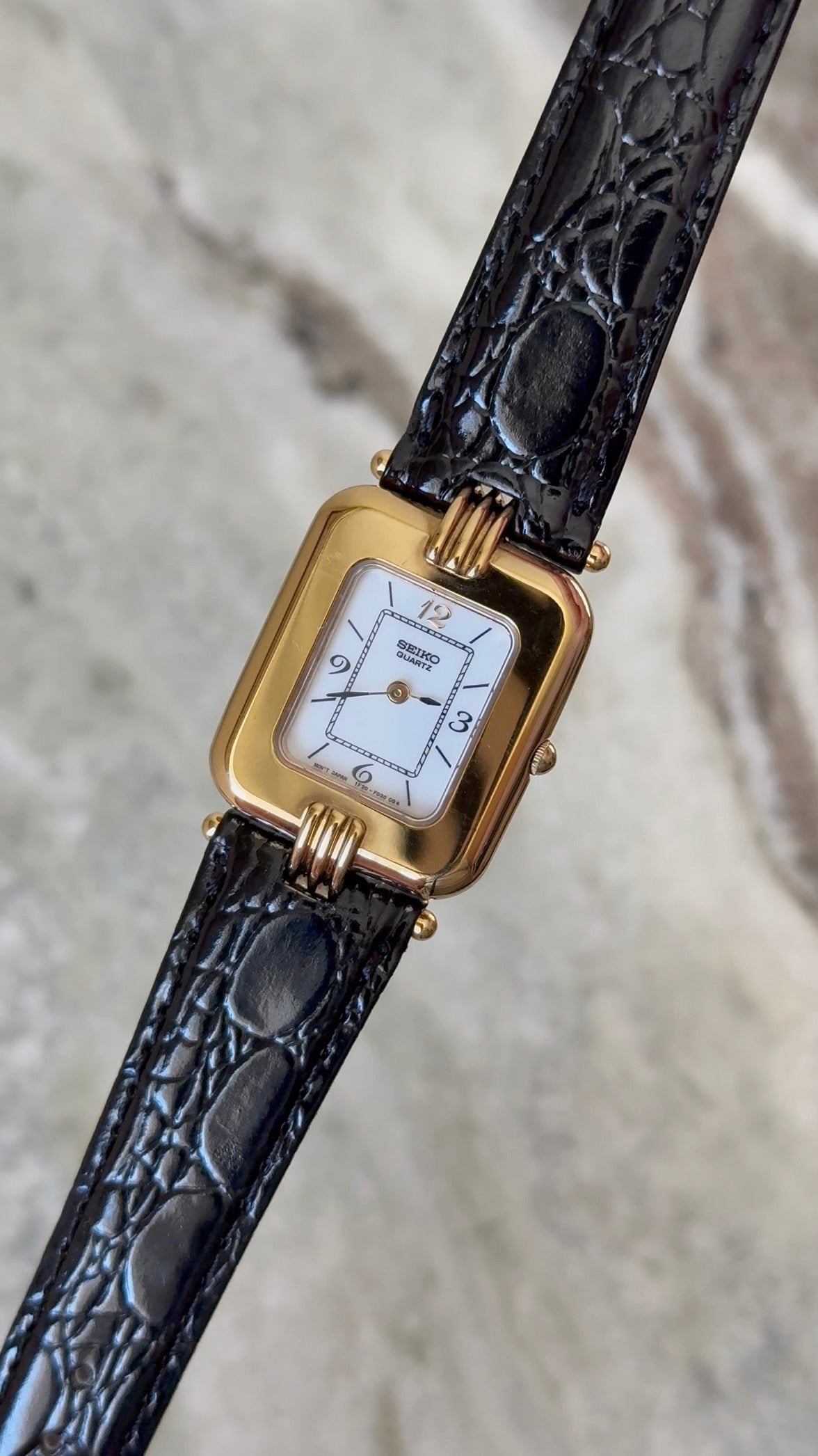 1992 Seiko Quartz (NOS) Gold Tone Tank Watch