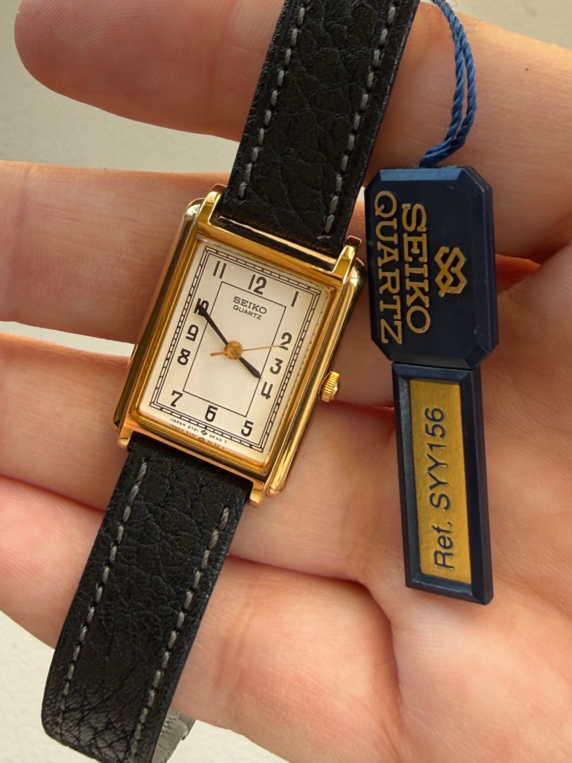 1997 Seiko Quartz (NOS) Gold Tone Tank Watch