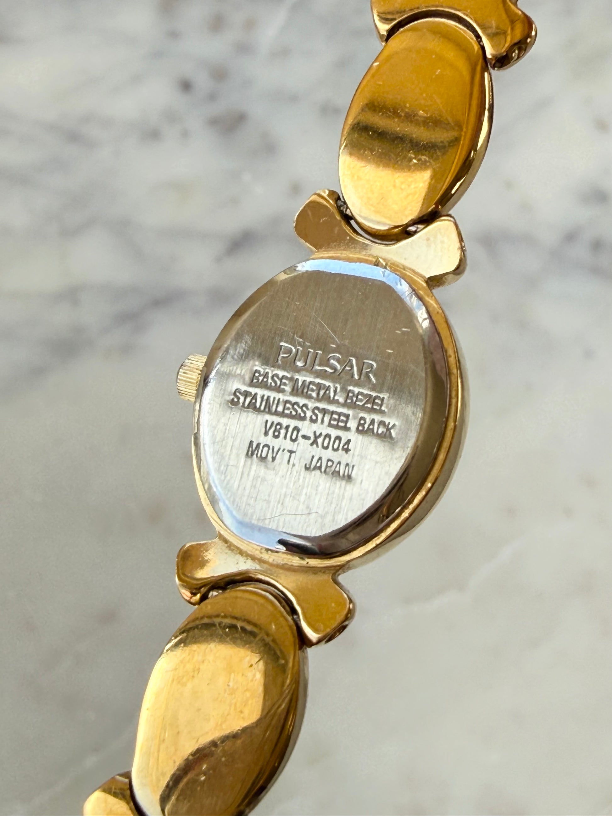 1990’s Pulsar Quartz By SEIKO Oval Gold Tone Bracelet Watch