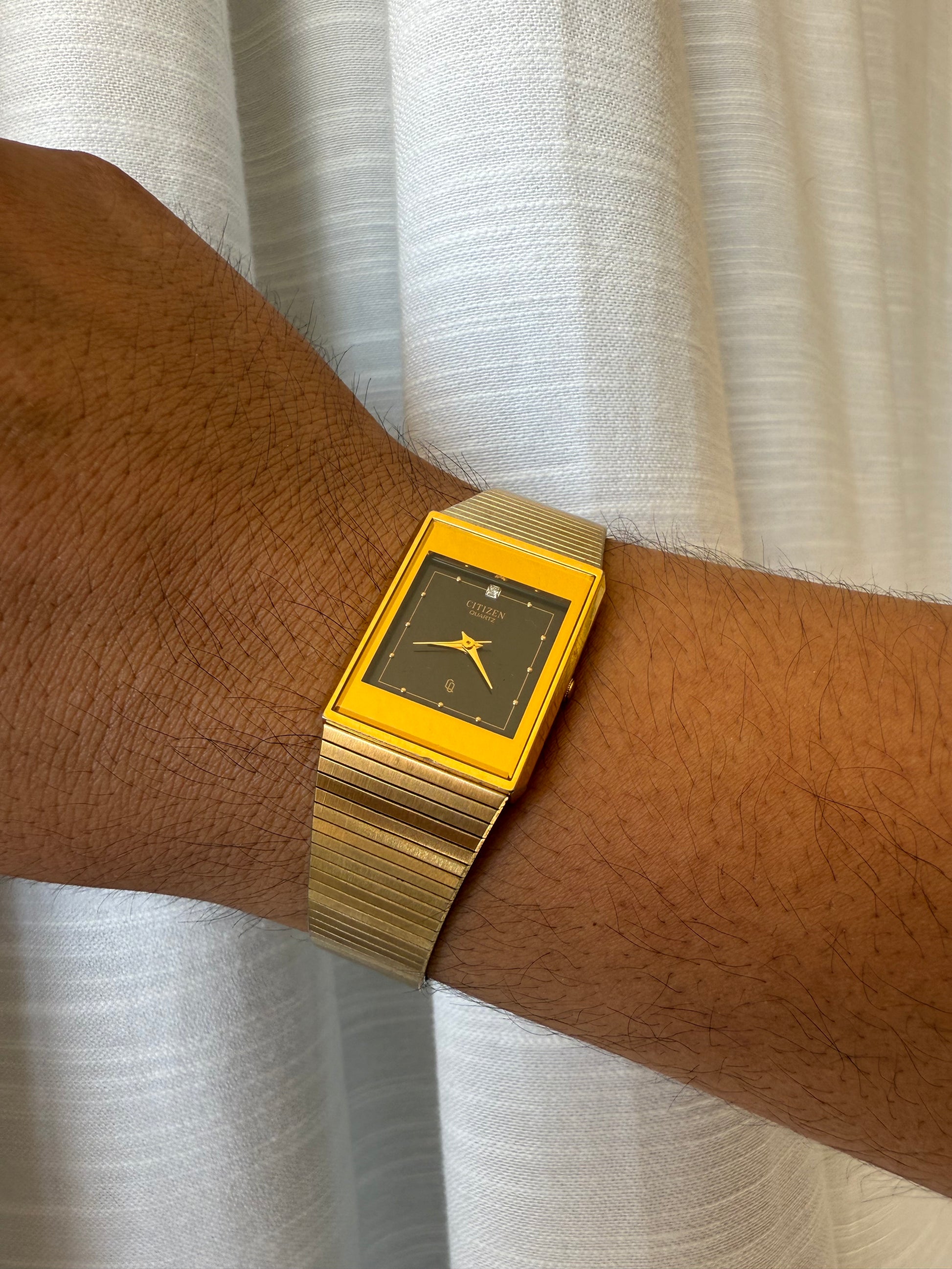 1980’s Citizen Quartz “CQ” Gold Plated “XMAS 1986” Tank Watch