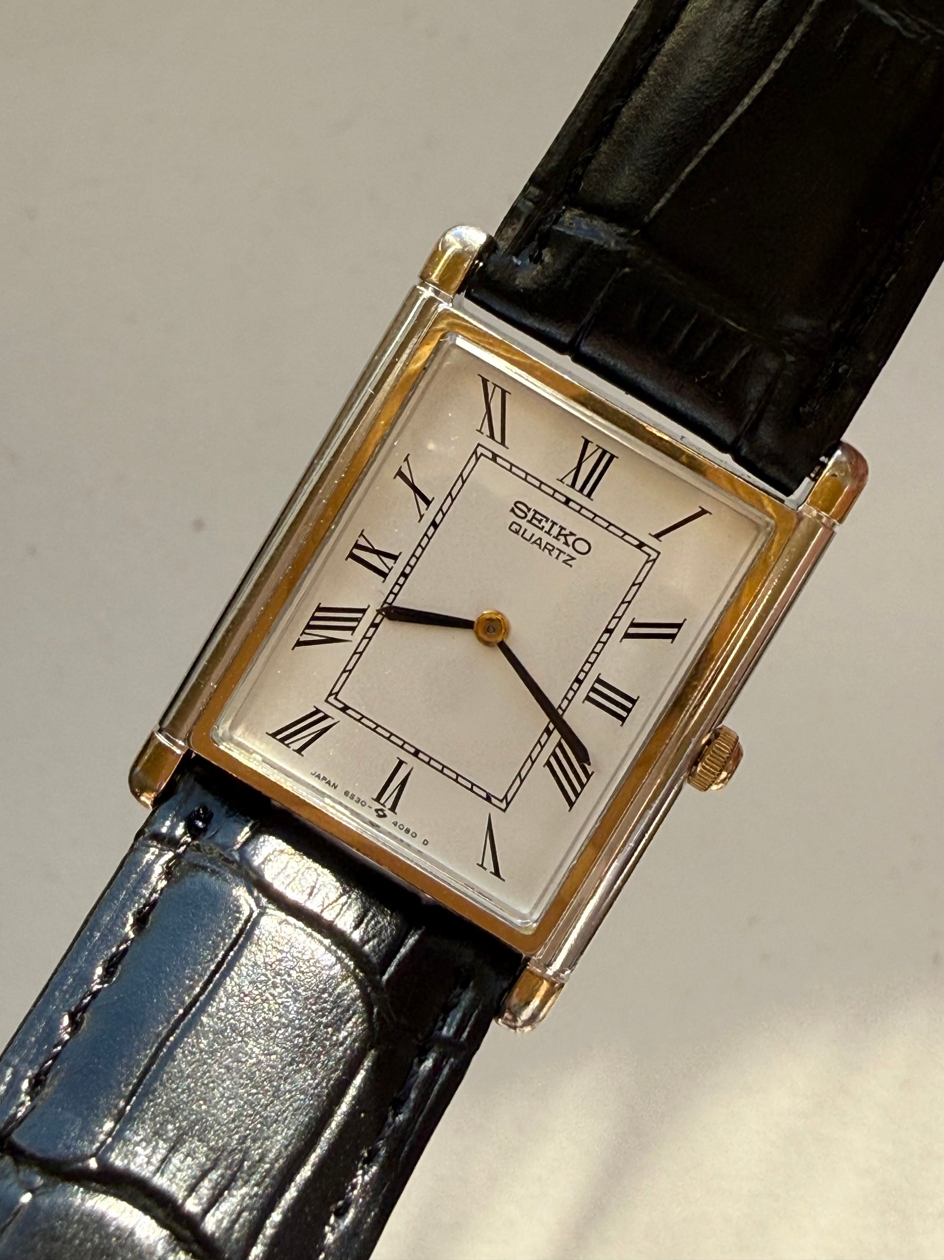 1984 Seiko Quartz Two Tone Roman Tank Watch