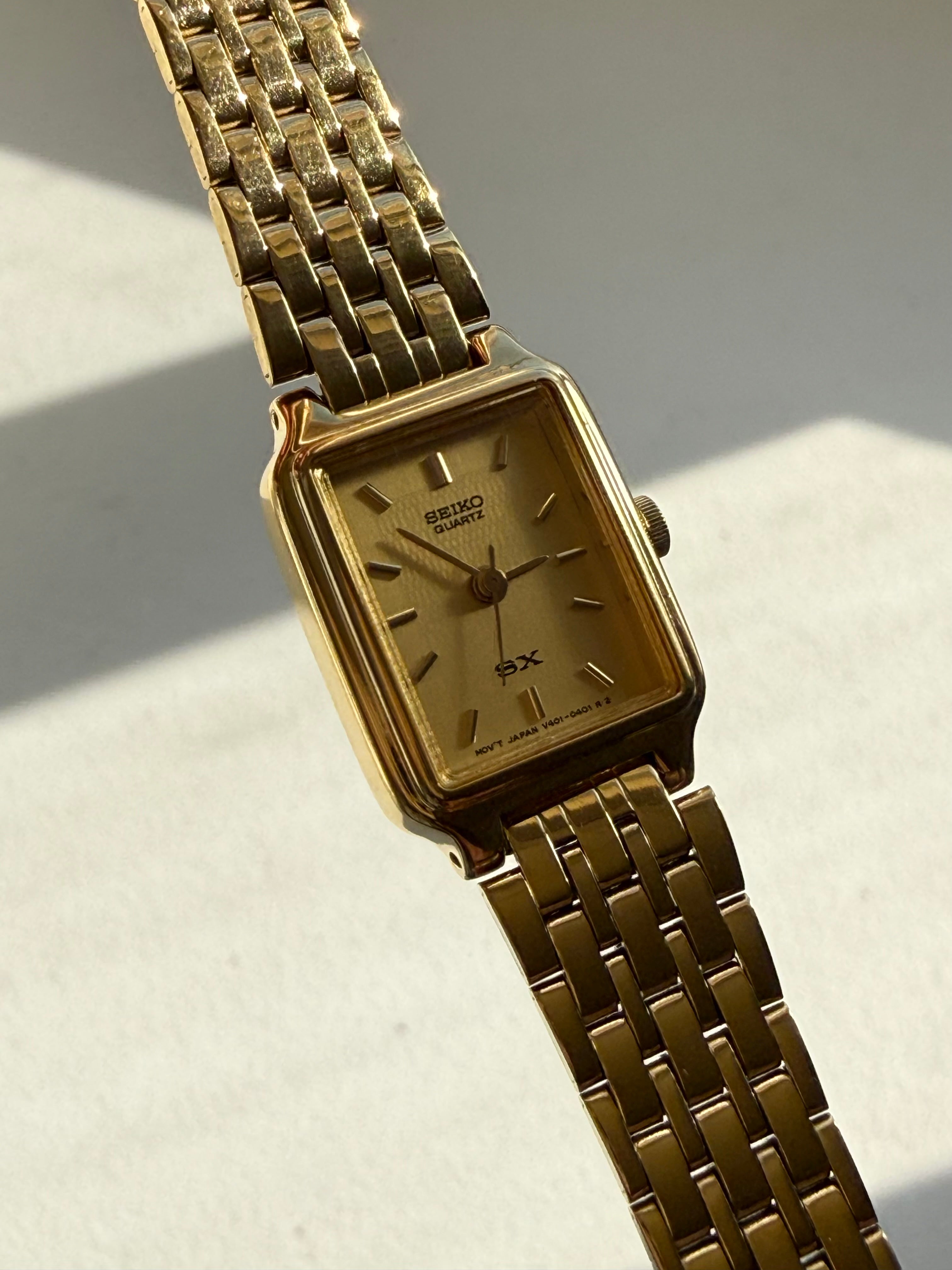 1991 Seiko Quartz SX Gold Tone Tank Watch