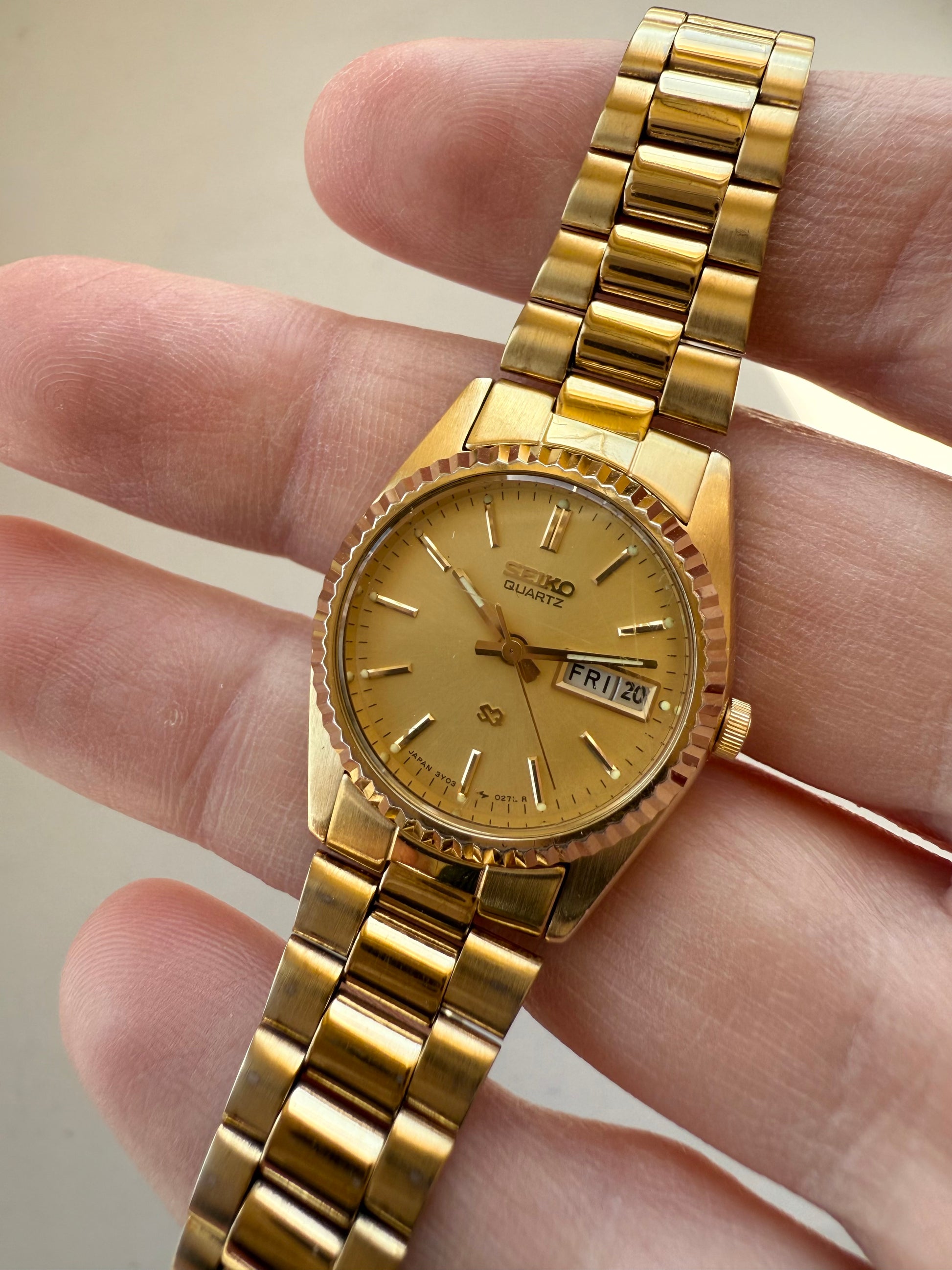 1989 Seiko Quartz SQ Gold Tone “Presidential” Watch