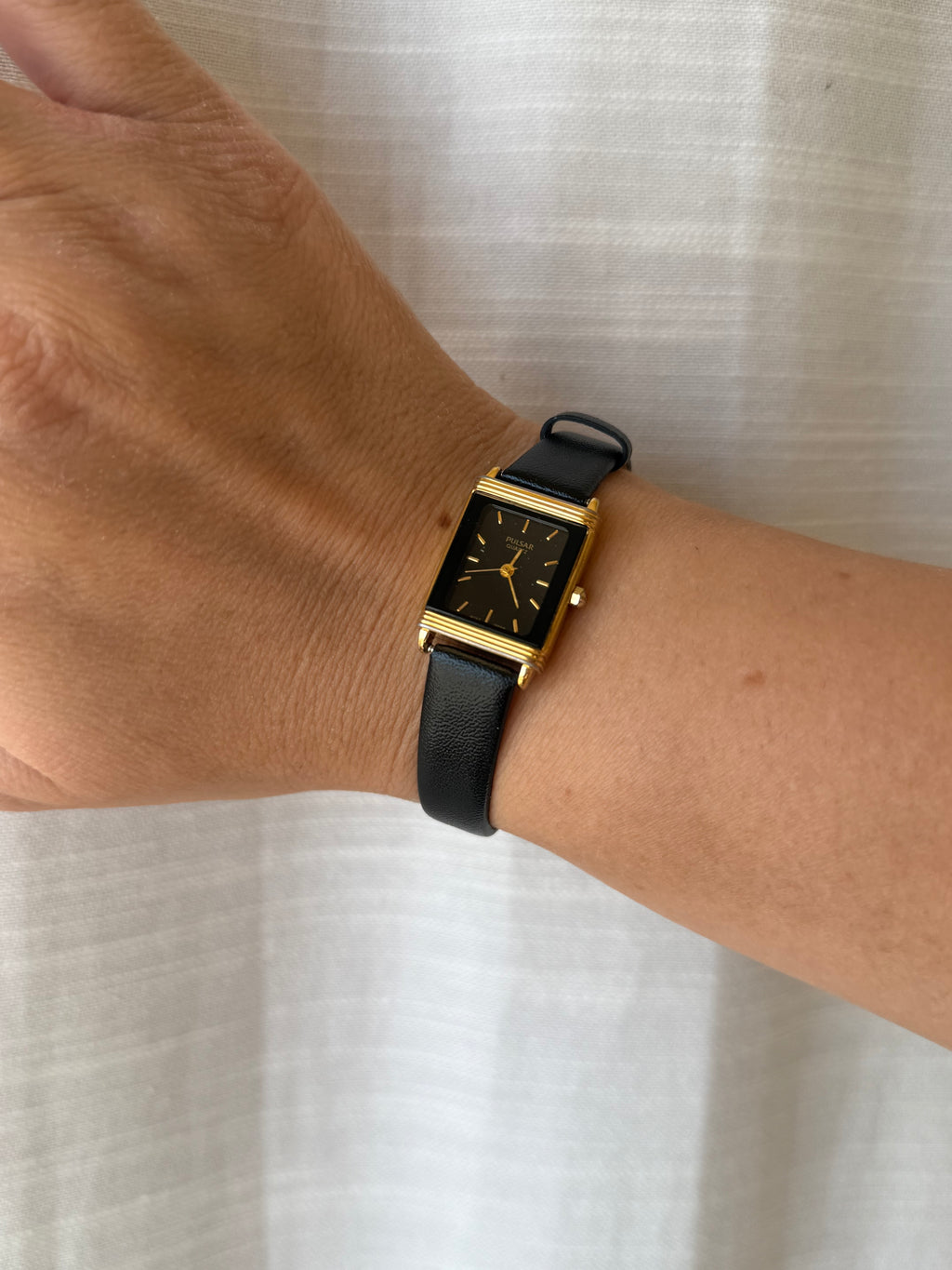 1980’s Pulsar by SEIKO Gold Tone Quartz Tank Watch