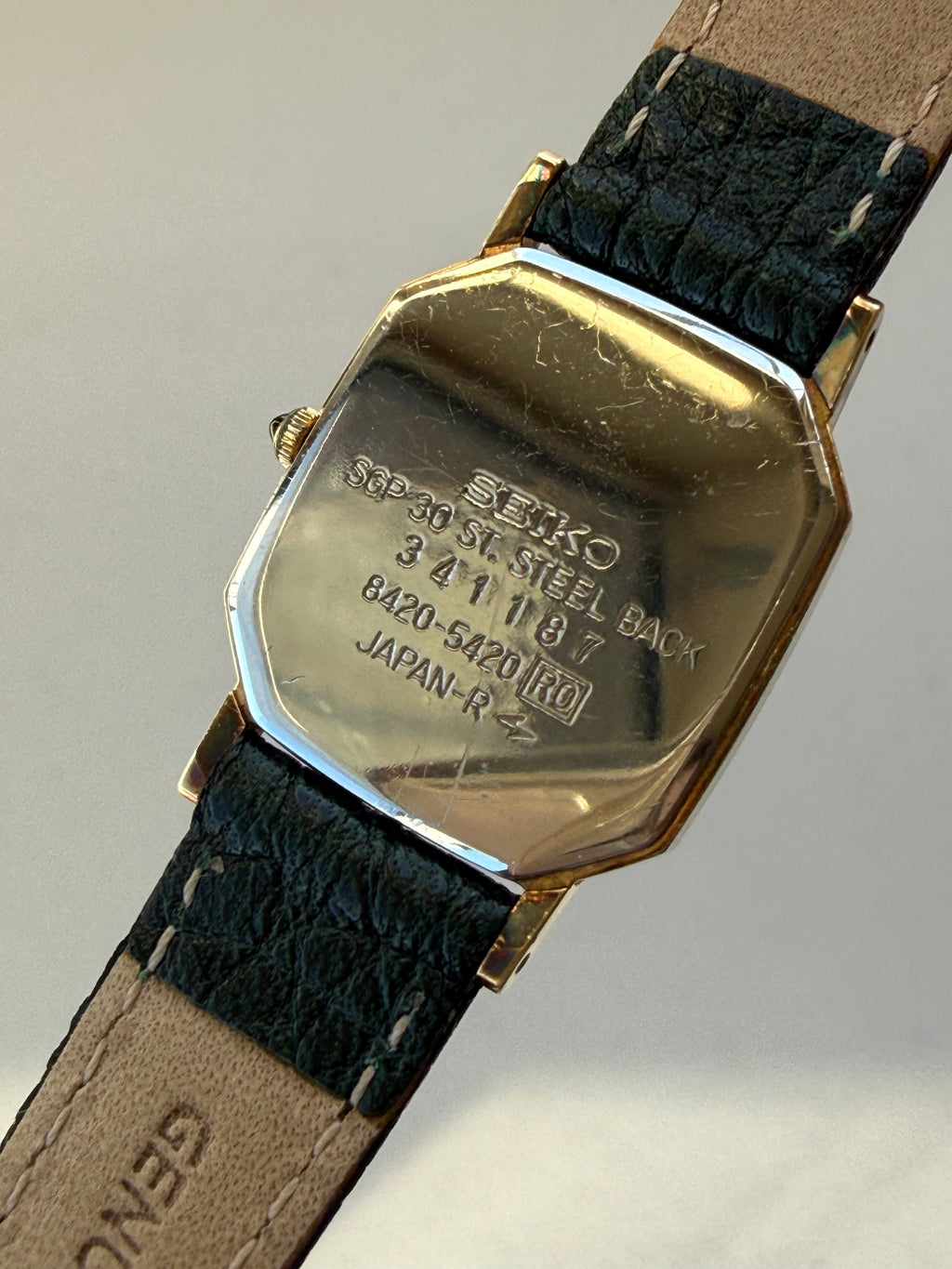 1983 Seiko Quartz Exceline Gold Plated Tank Watch