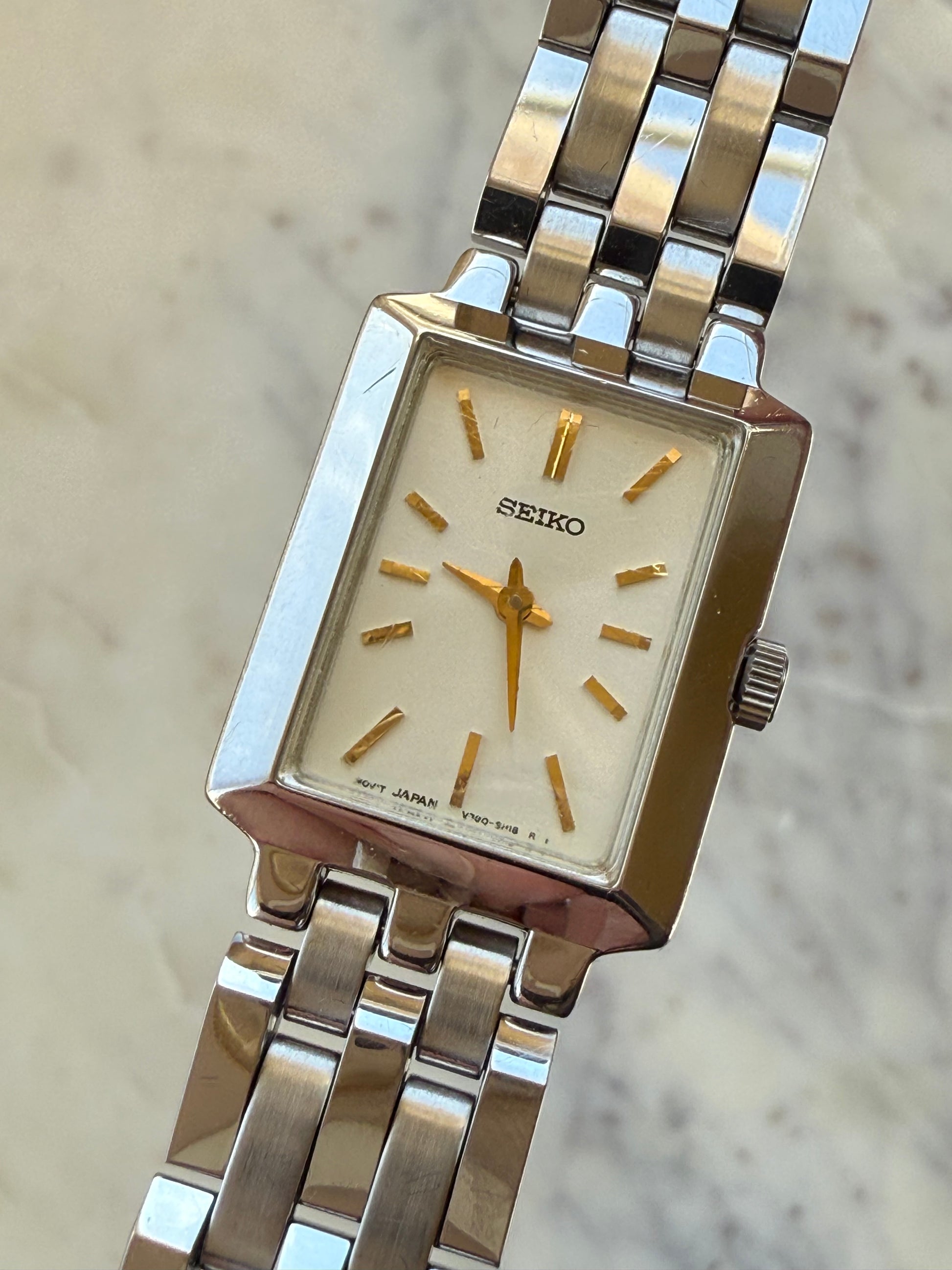 1998 Seiko Silver Tone Tank Watch