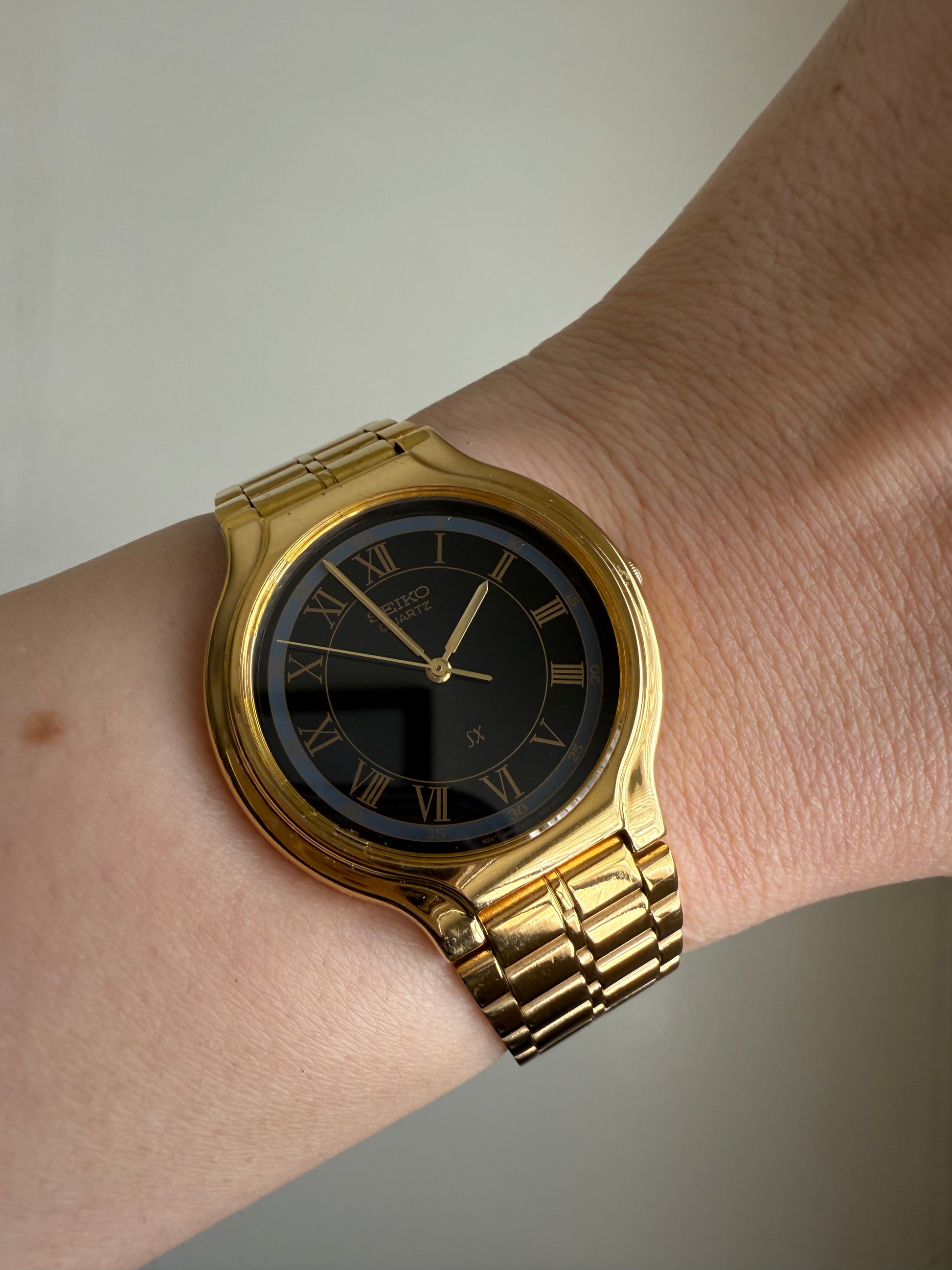 Seiko Vintage 90's SX Gold Tone Roman Gilt Dial Quartz Watch
