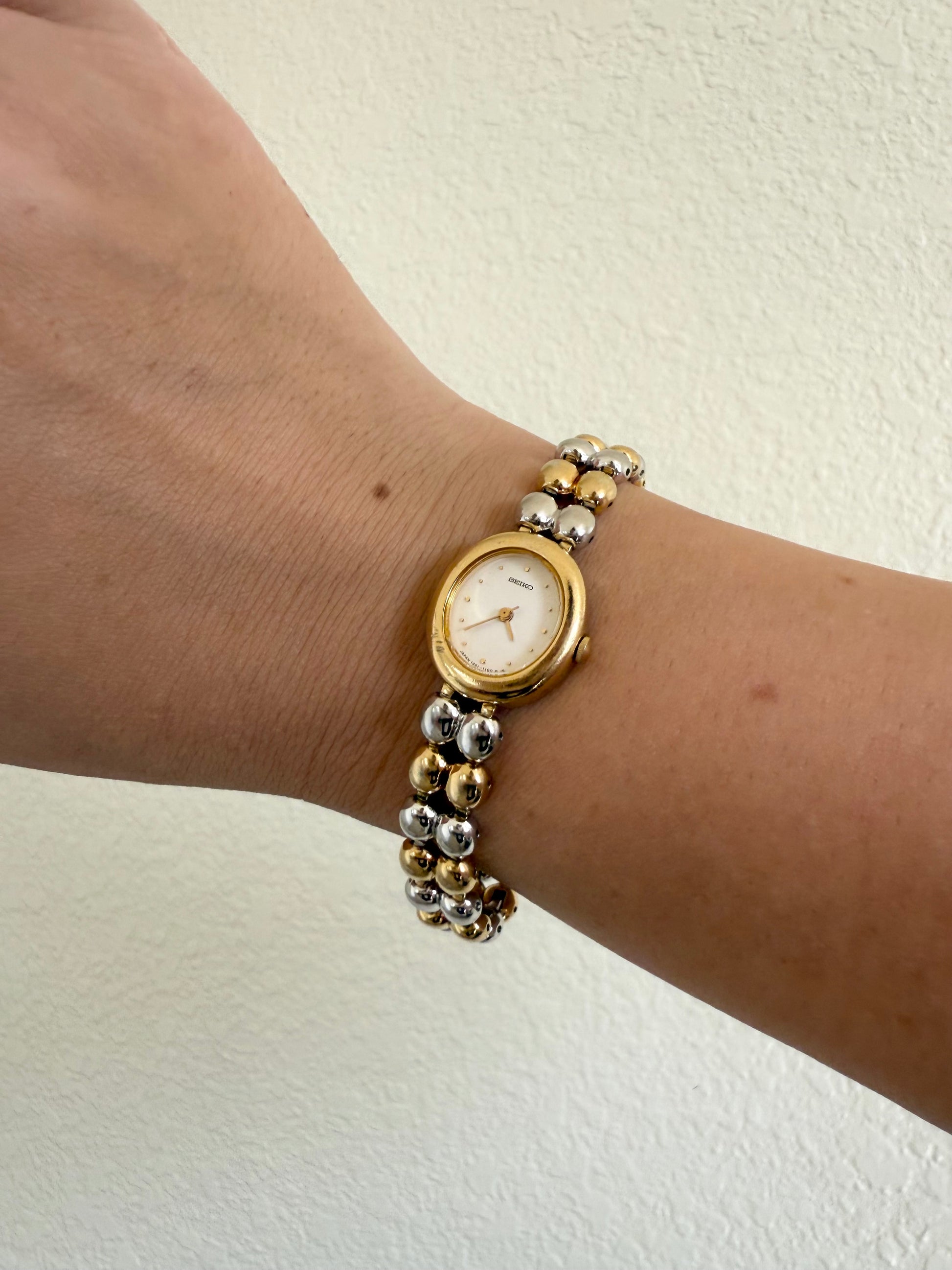 1985 Seiko Oval Two Tone Bracelet Watch