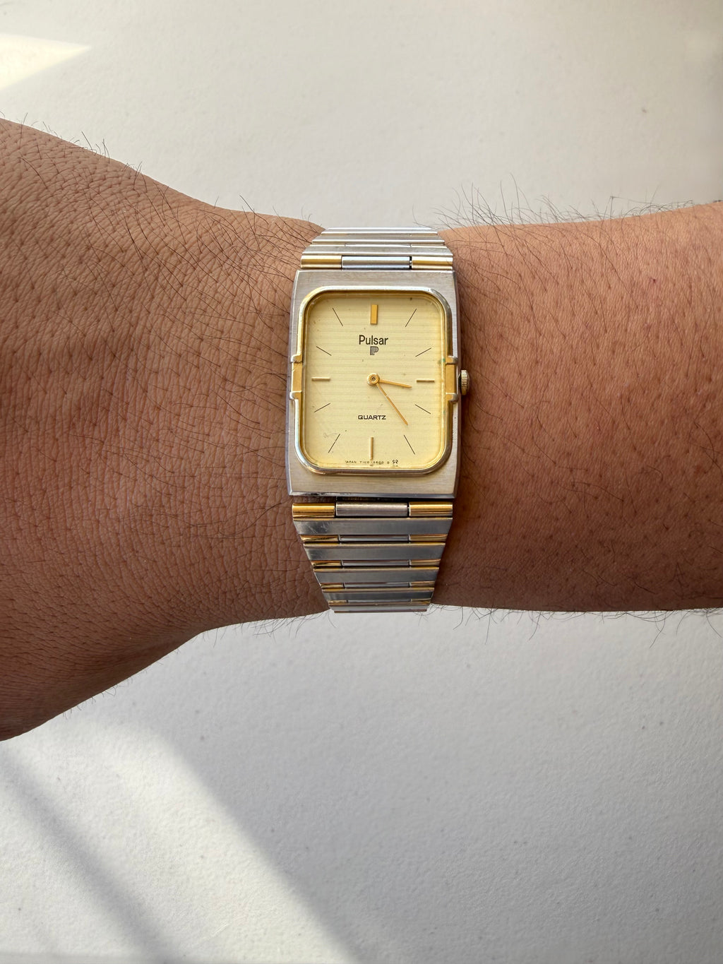 1985 Pulsar Quartz By SEIKO Two Tone Tank Watch