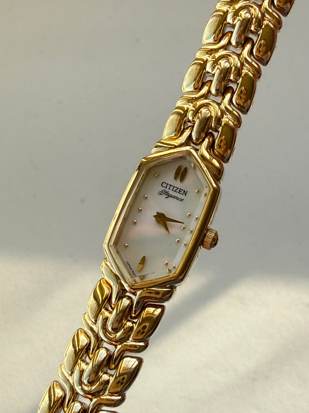 1980’s Citizen Elegance Gold Tone Hexagon Bracelet Watch