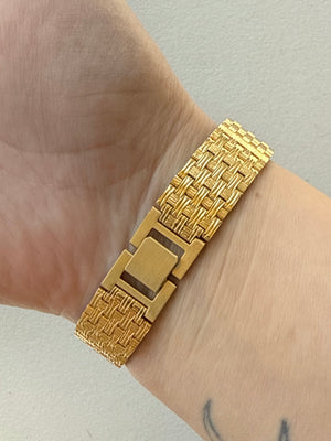 1997 Pulsar Quartz By SEIKO Gold Tone Tank Watch