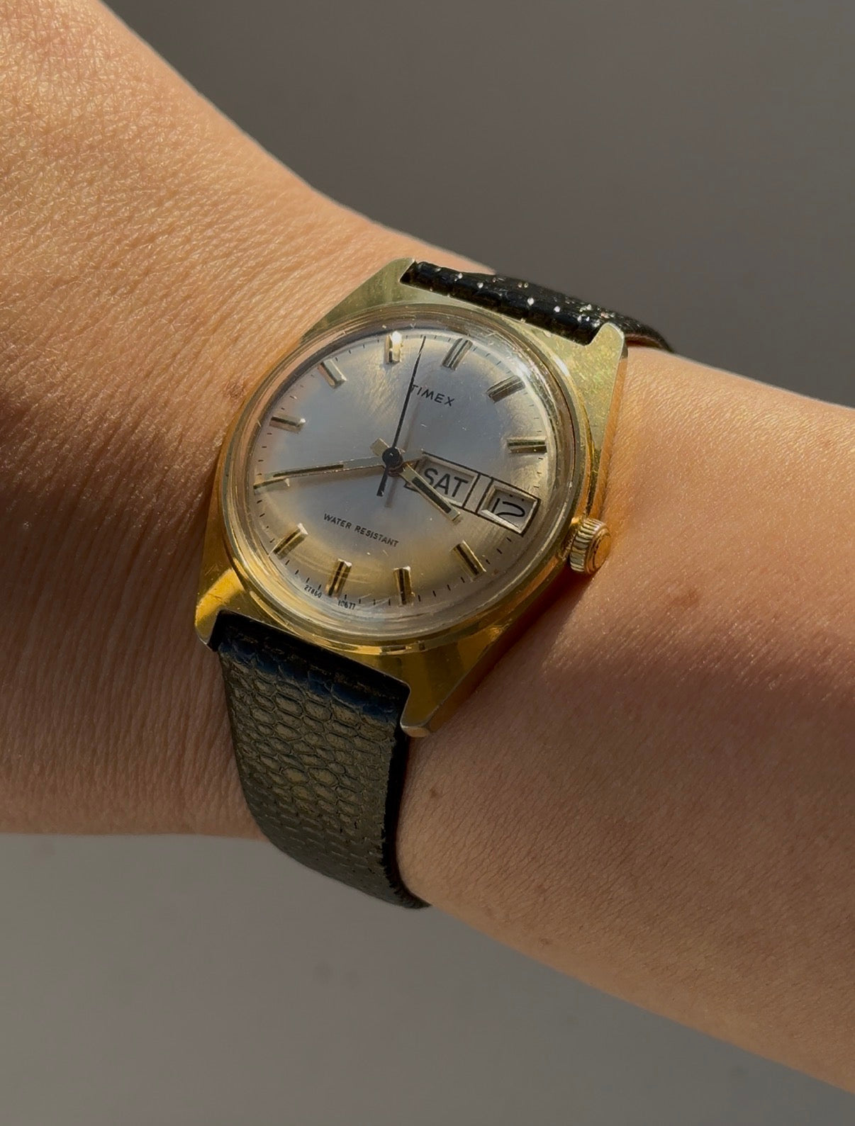 1977 Timex Day Date Mechanical Gold Tone Watch