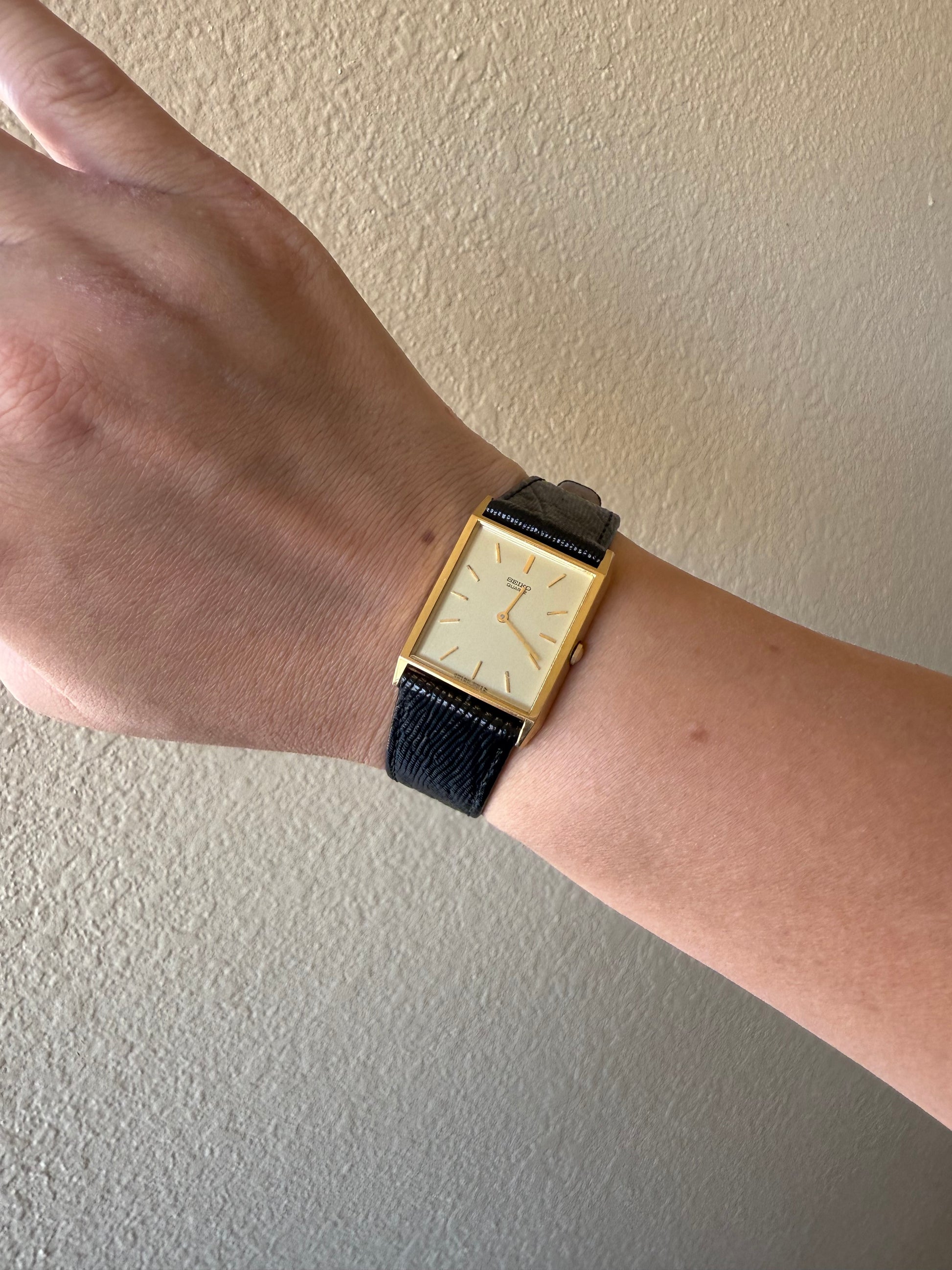 1983 Seiko Quartz Gold Tone Tank Watch