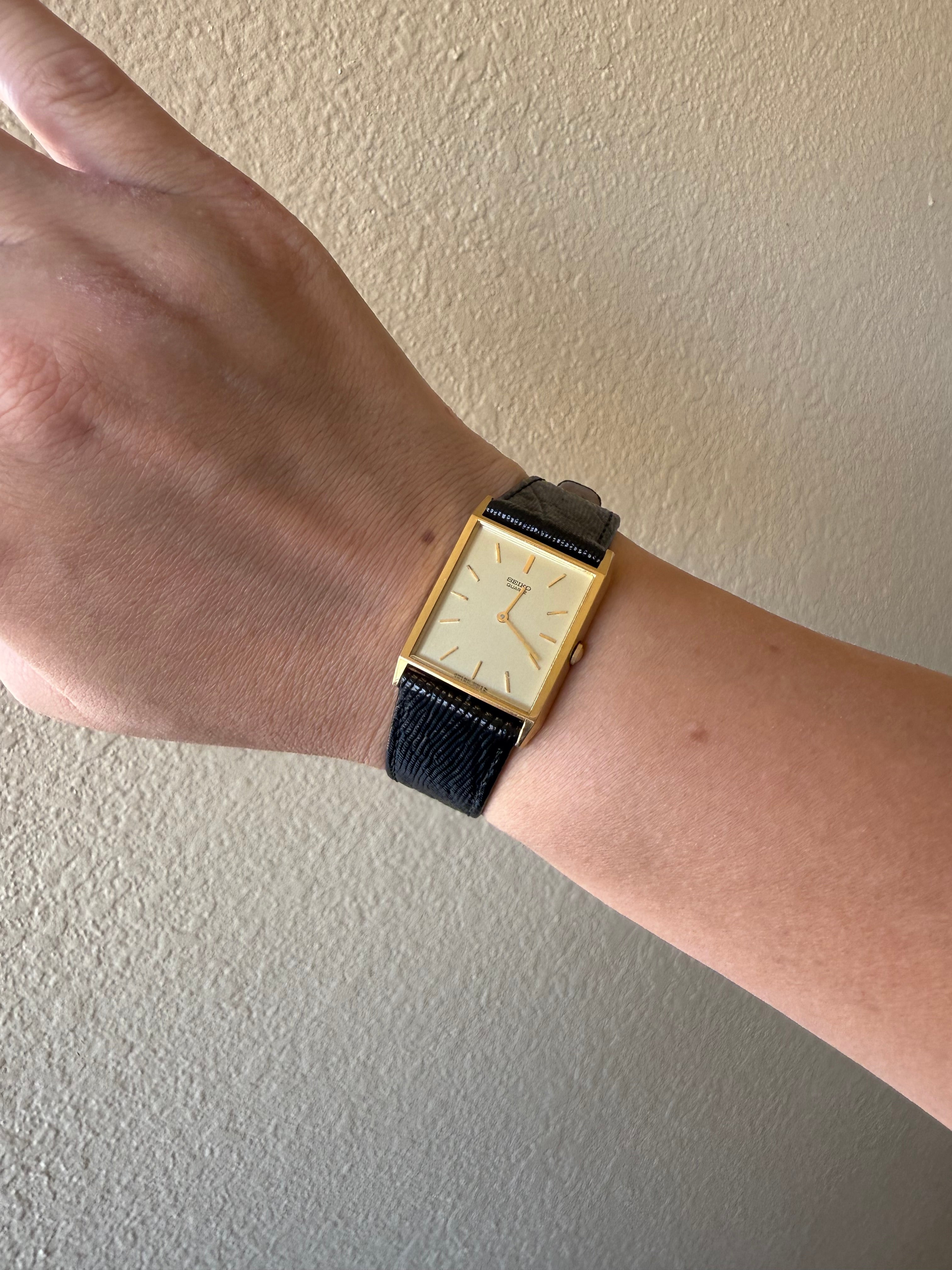 1983 Seiko Quartz Gold Tone Tank Watch