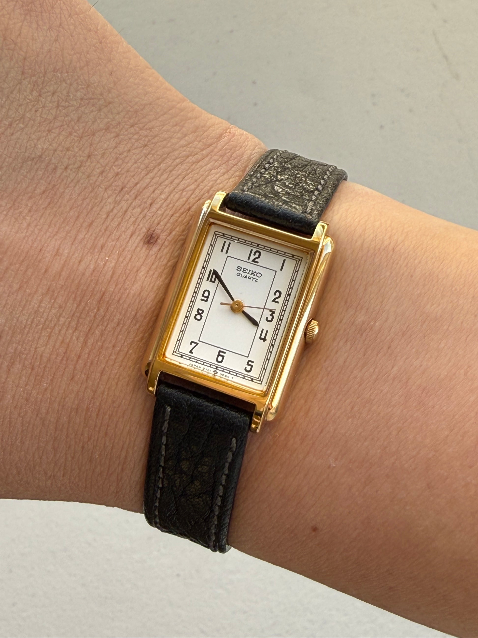 1997 Seiko Quartz (NOS) Gold Tone Tank Watch