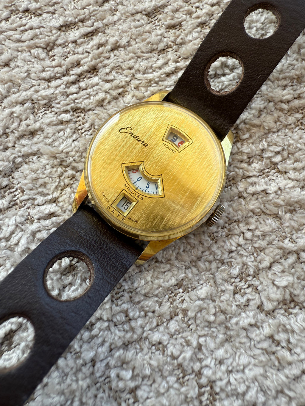 1960’s Endura Gold Tone Jump Hour Mechanical Watch