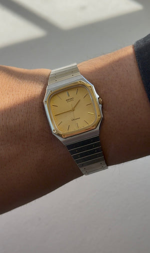 1984 Seiko Quartz Chronos Two Tone Octagon Watch