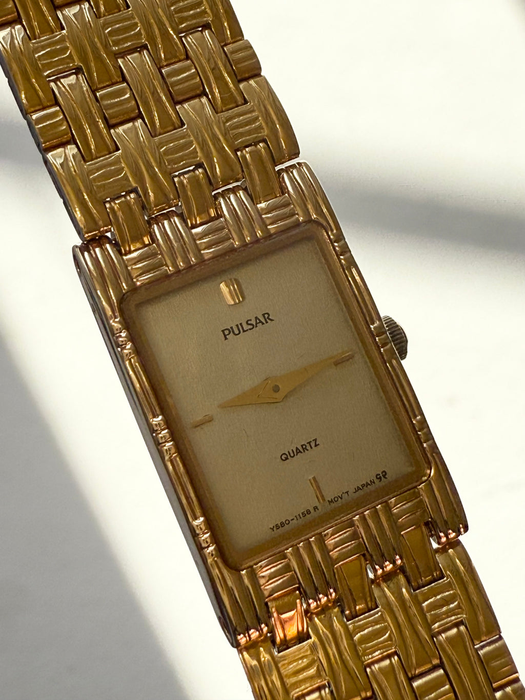 1997 Pulsar Quartz By SEIKO Gold Tone Tank Watch