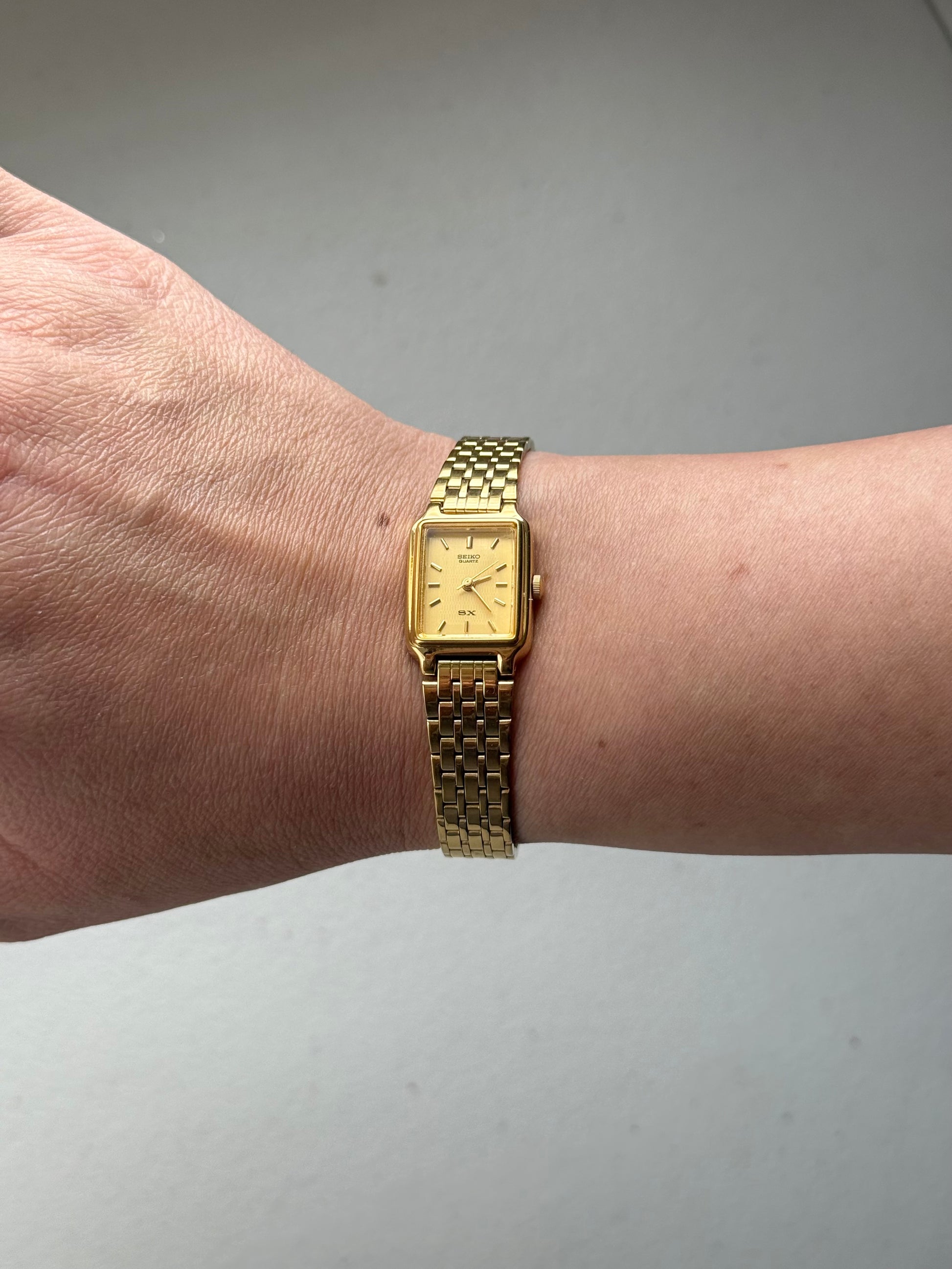1991 Seiko Quartz SX Gold Tone Tank Watch