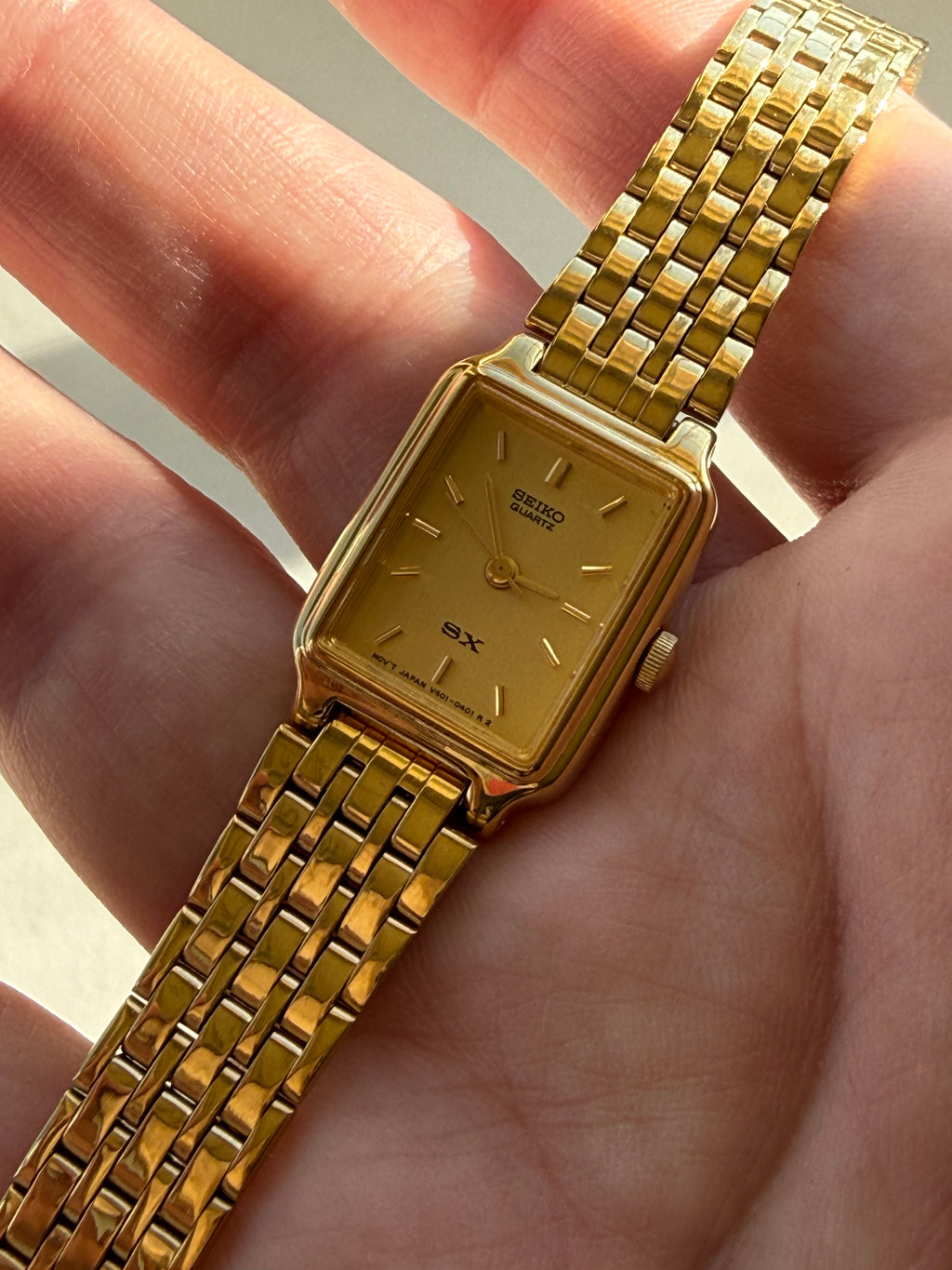 1991 Seiko Quartz SX Gold Tone Tank Watch