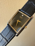 Vintage Seiko Quartz Black and Gold Tone Black Dial Watch
