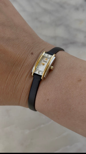 1997 Pulsar Quartz V220 By SEIKO Two Tone Baguette Tank Watch