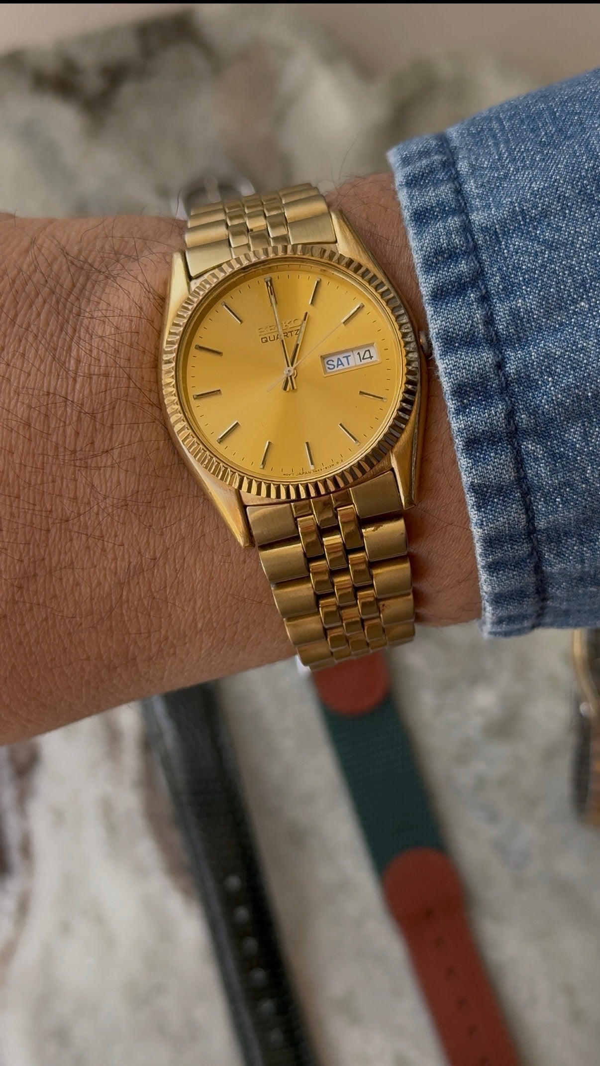 1996 Seiko Quartz “President” Day-Date Gold Tone Watch