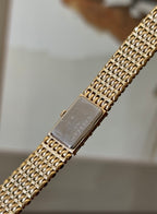 1987 Seiko Quartz Gold Tone Bracelet Tank Watch