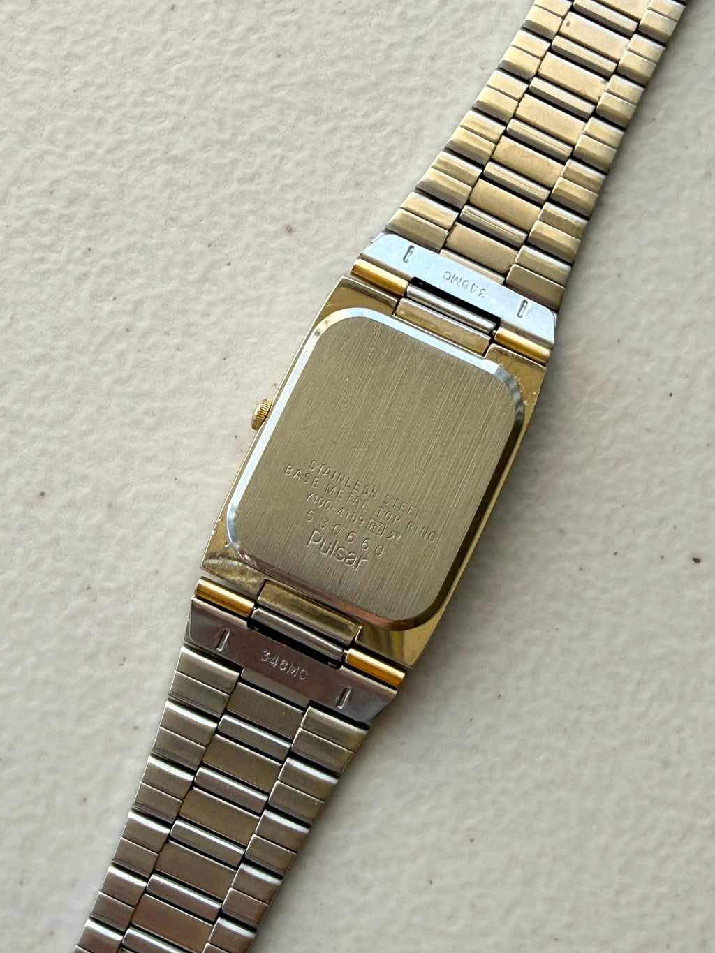1985 Pulsar Quartz By SEIKO Two Tone Tank Watch