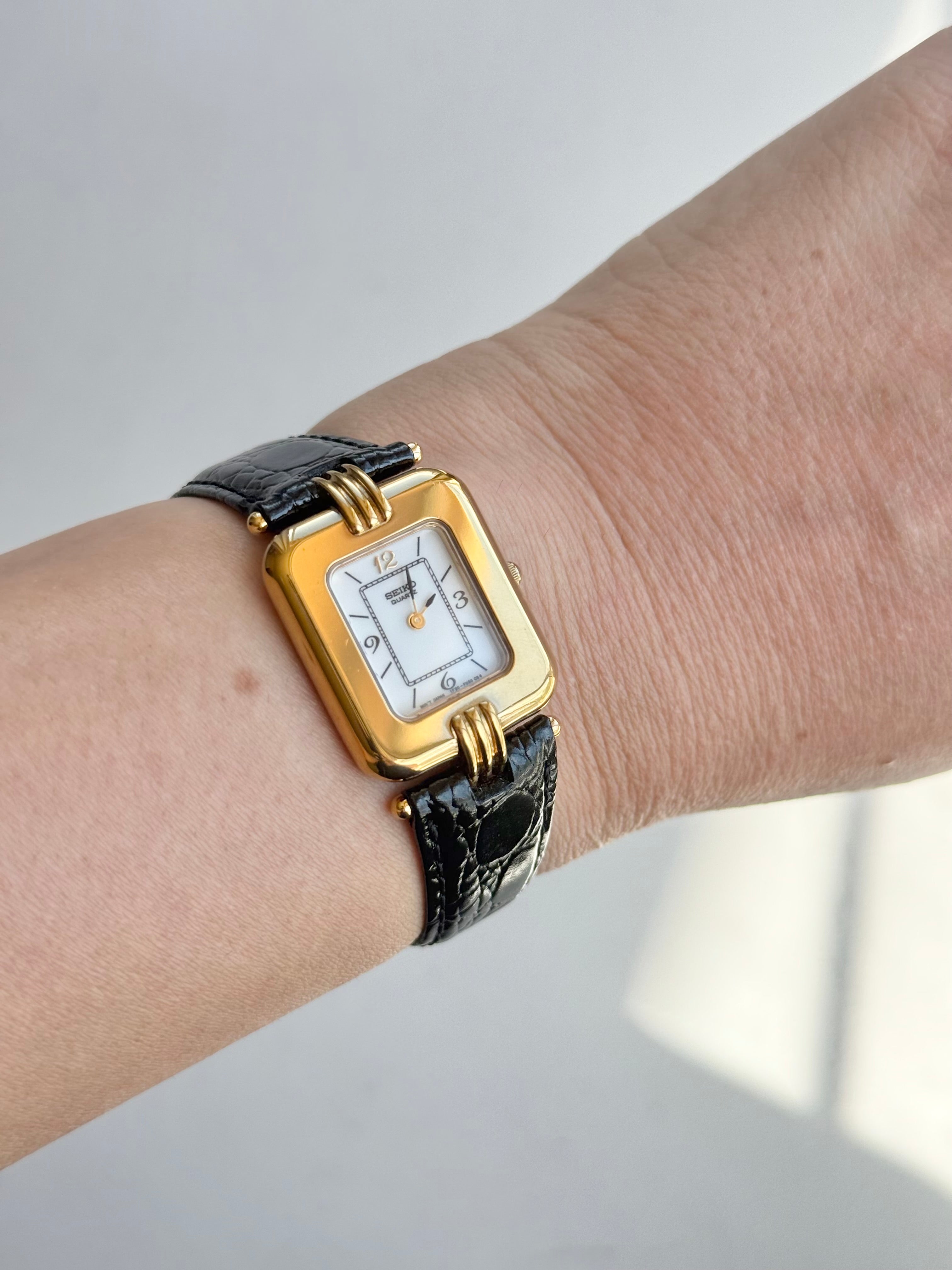 1992 Seiko Quartz (NOS) Gold Tone Tank Watch