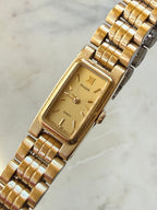 1988 Pulsar Quartz v220 By SEIKO Gold Tone Tank Watch