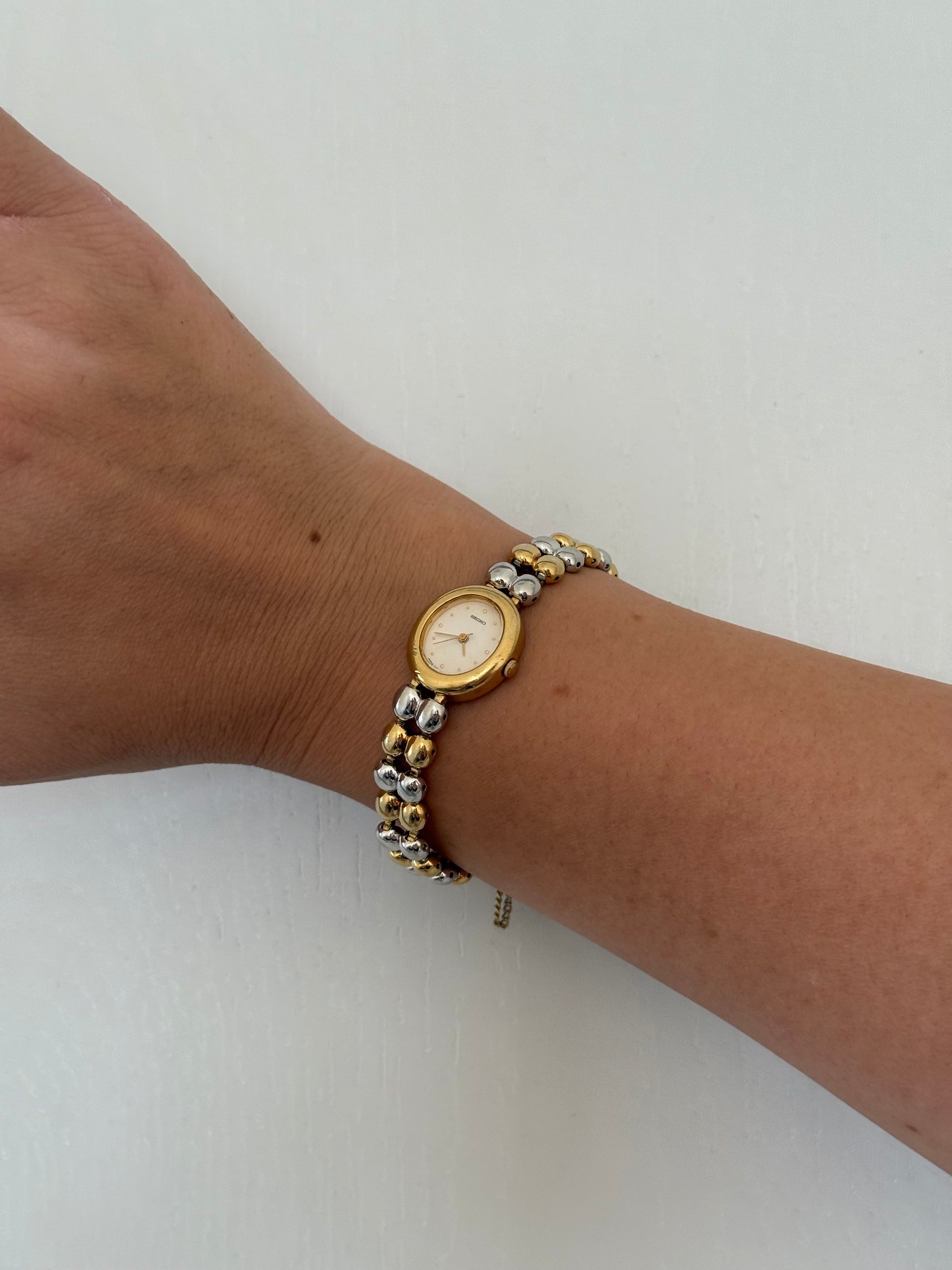 1985 Seiko Oval Two Tone Bracelet Watch