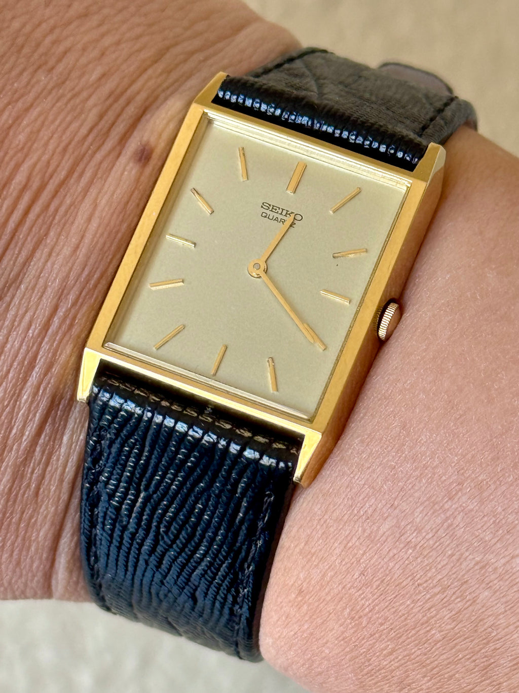 1983 Seiko Quartz Gold Tone Tank Watch