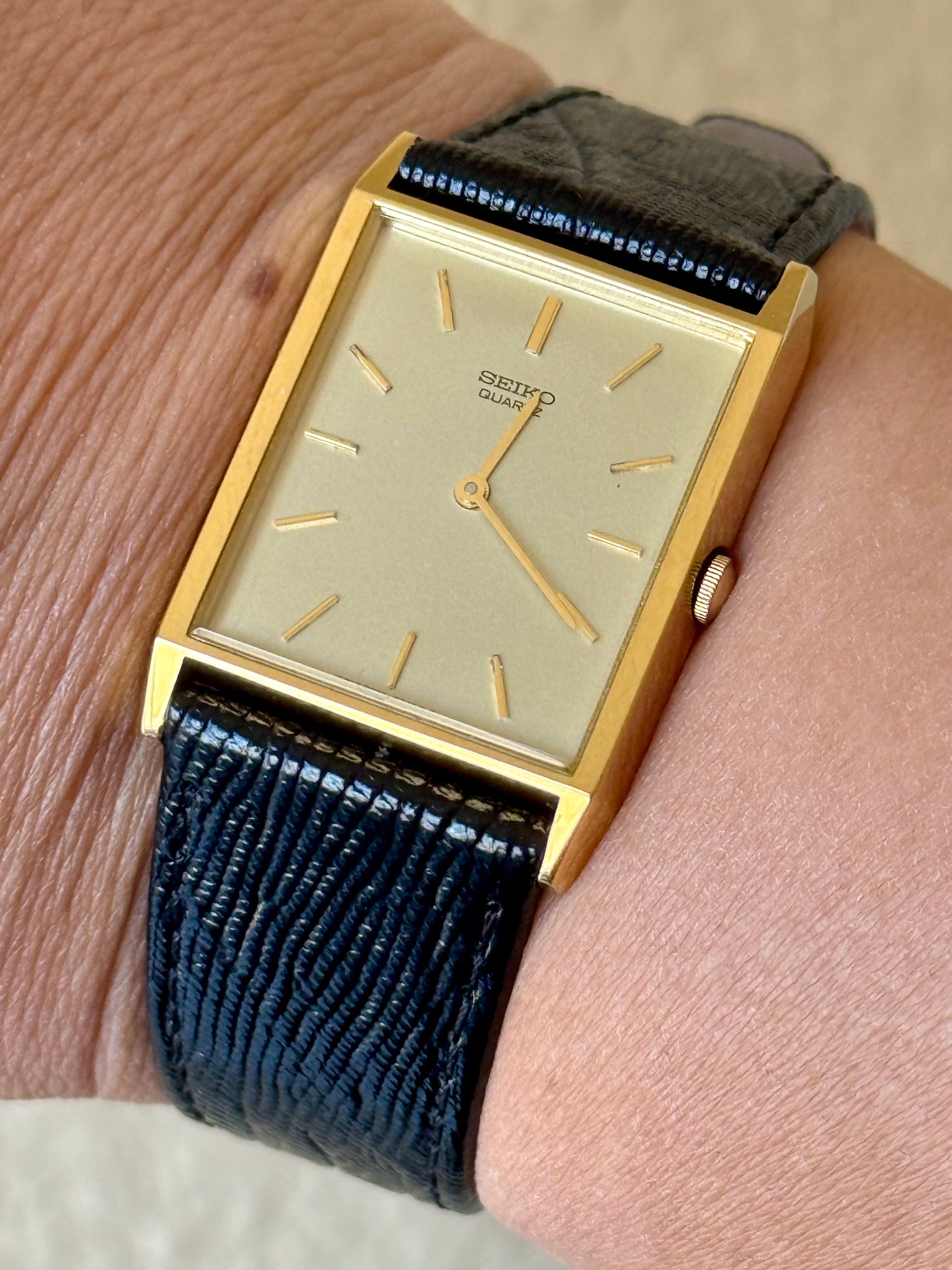 1983 Seiko Quartz Gold Tone Tank Watch