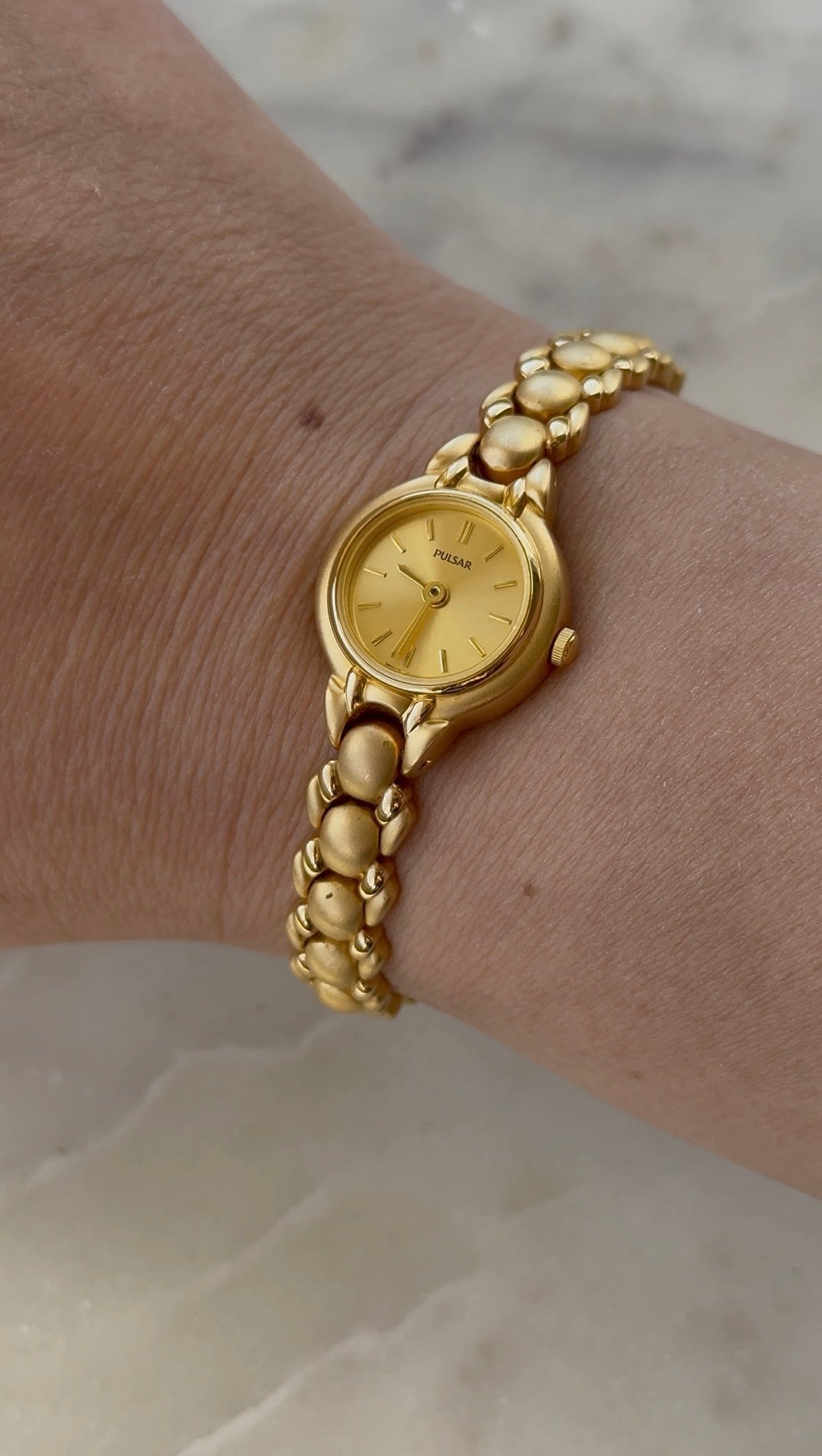 1991 Pulsar By SEIKO Gold Tone Bracelet Watch