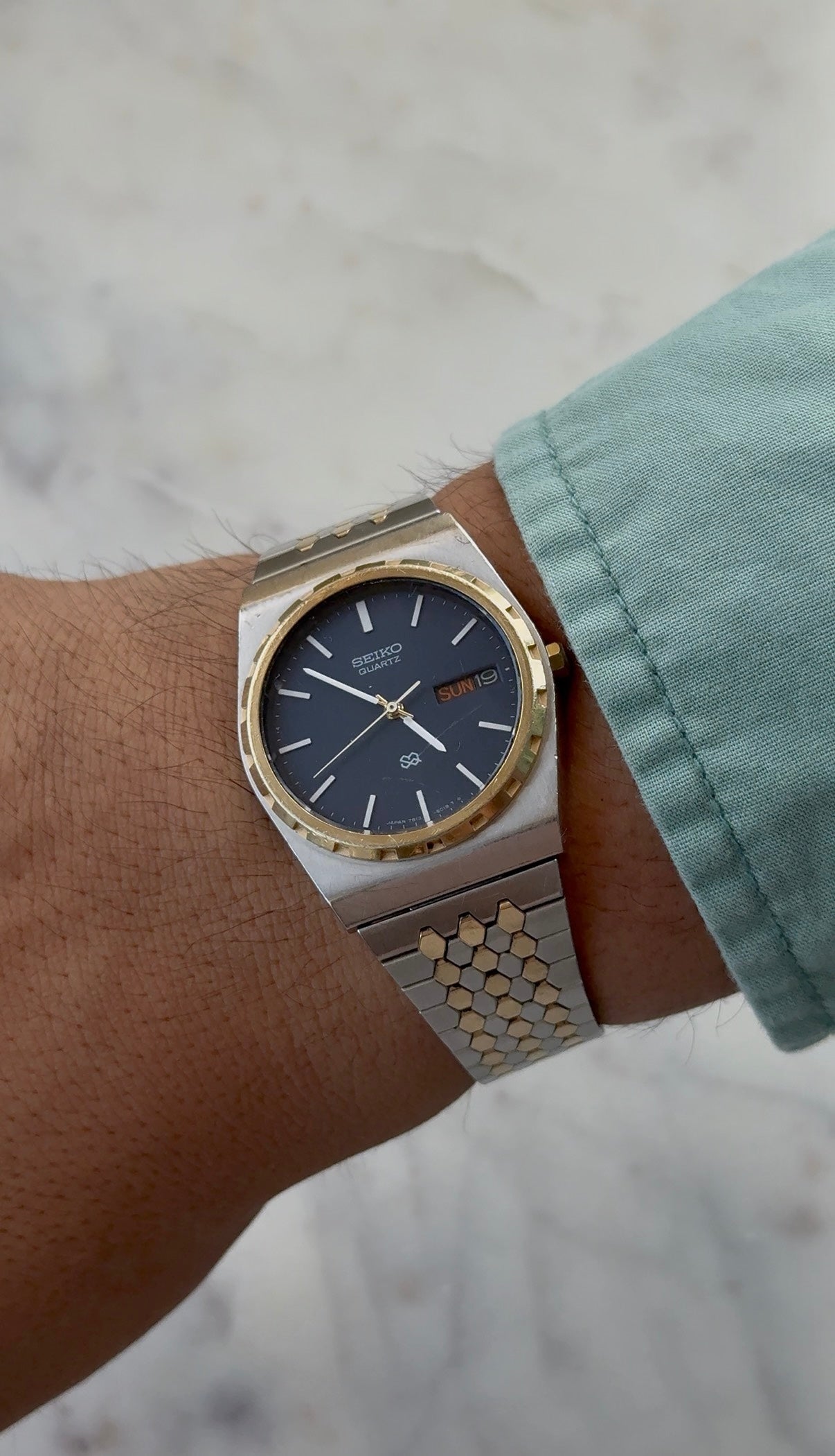 1979 Seiko Quartz “222” Day-Date Two Tone Watch