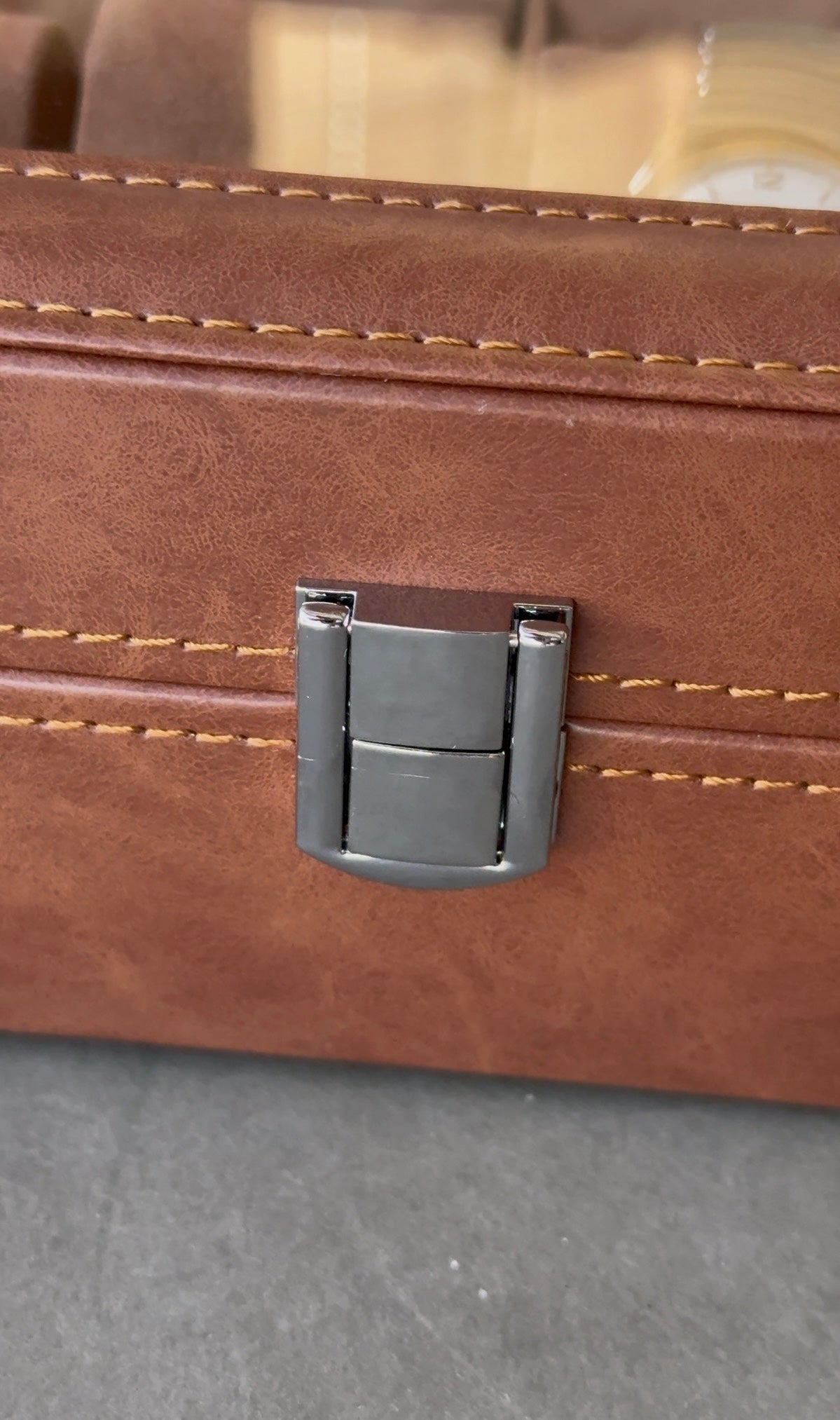 12 Slot Brown leatherette watch display box