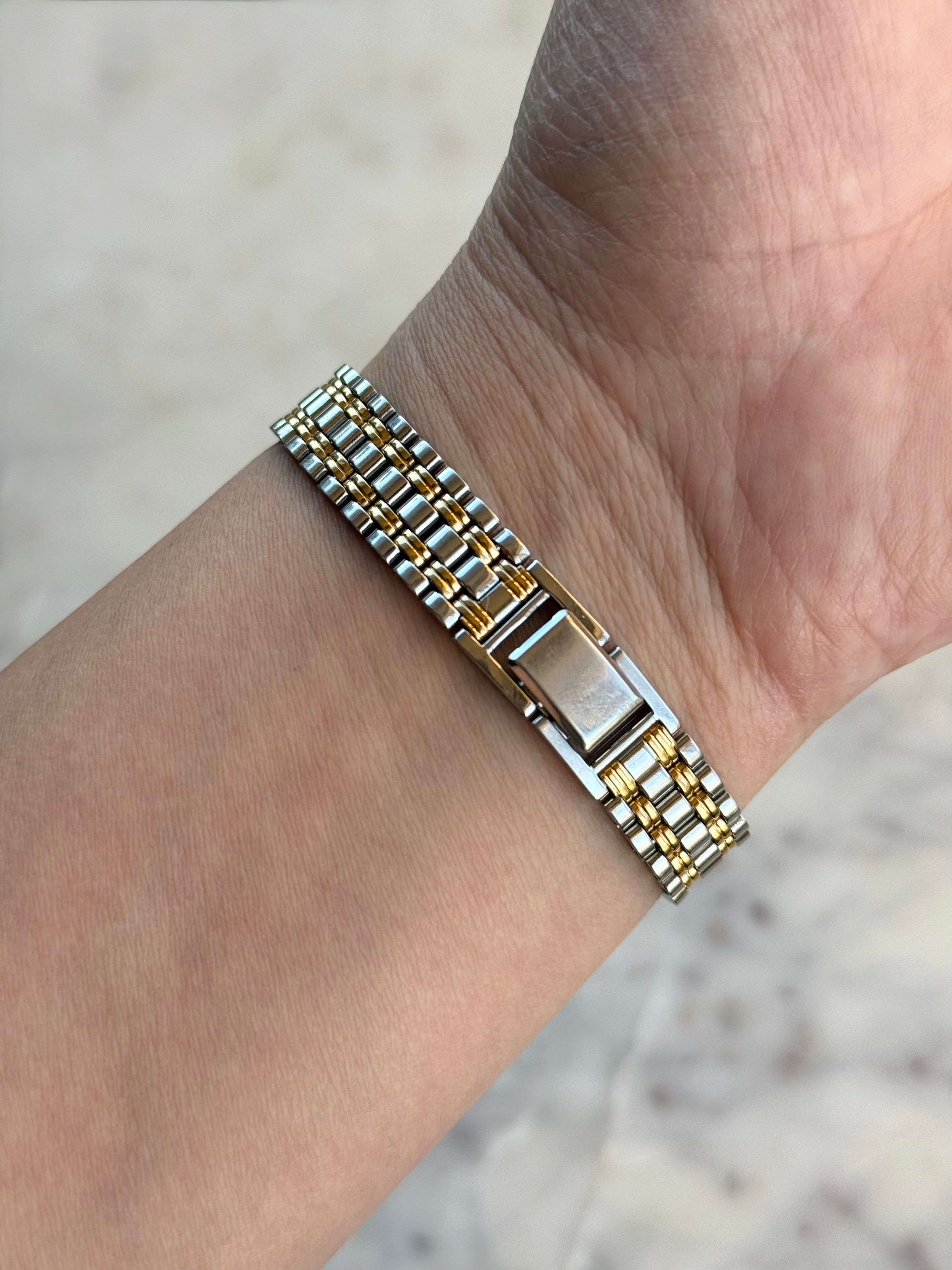 1991 Seiko Quartz Two Tone Bracelet Tank Watch