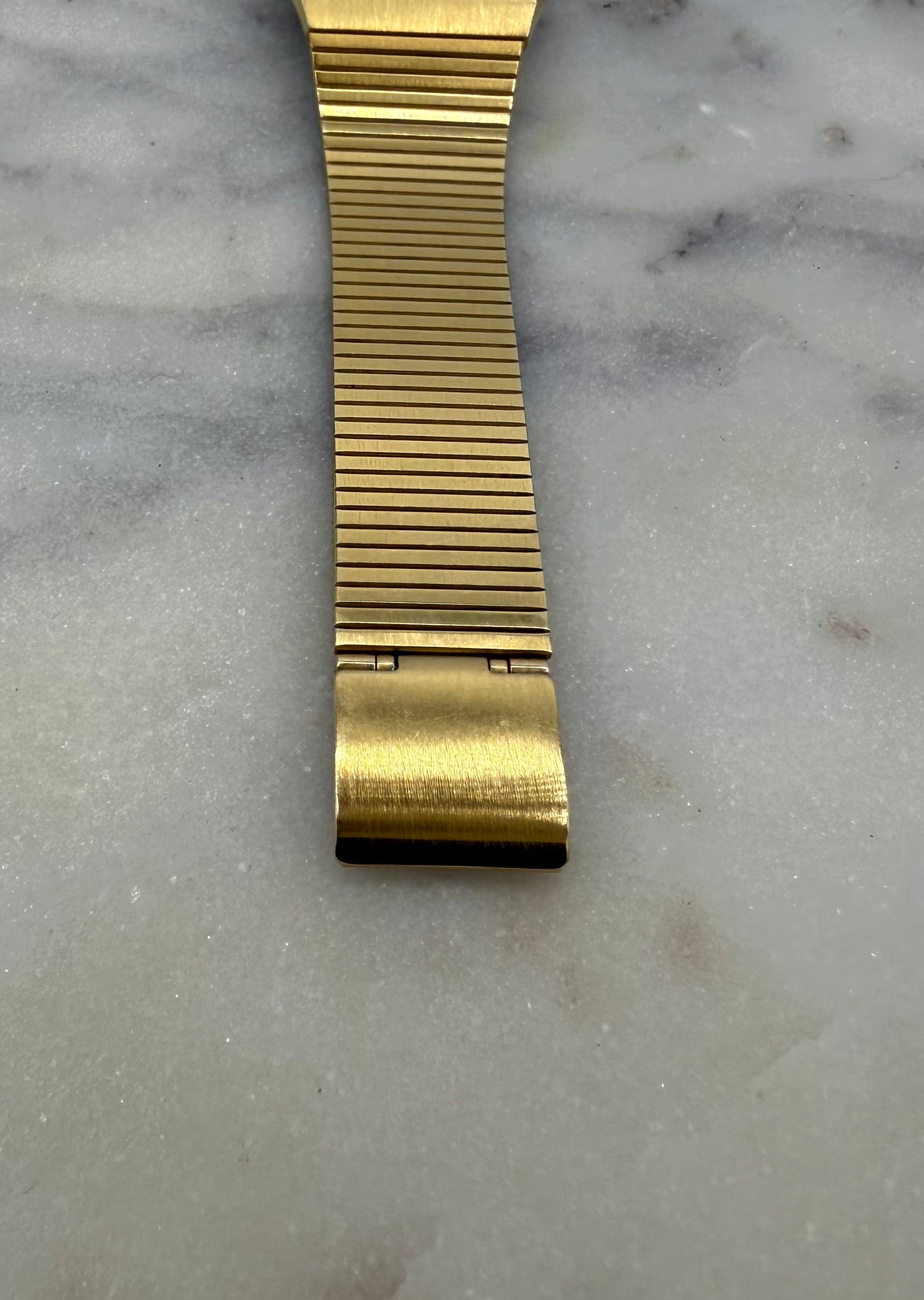 Pulsar Diamond Quartz by Seiko 1980s Gold Tone Black Dial Watch (Excellent Condition)