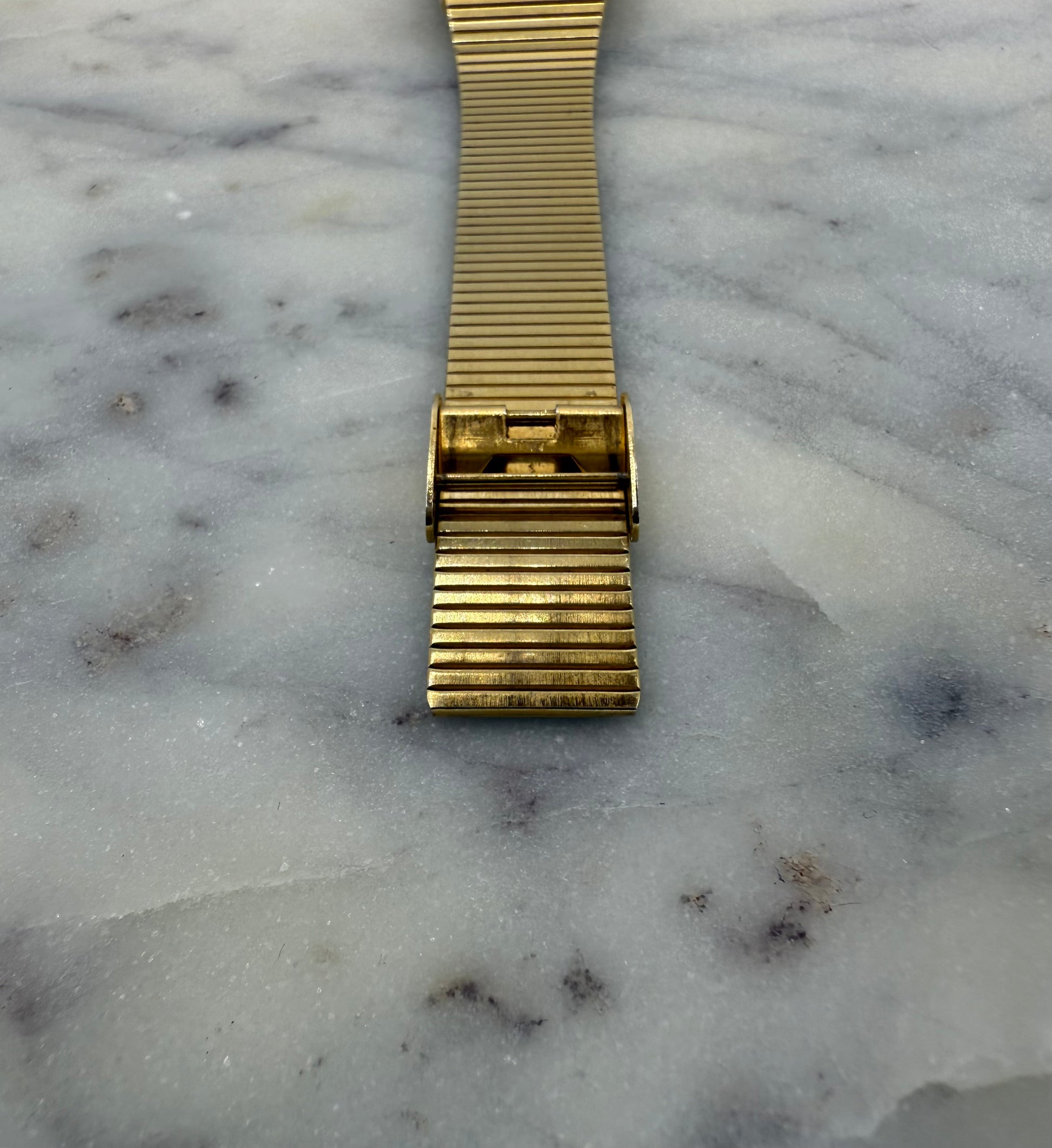 Pulsar Diamond Quartz by Seiko 1980s Gold Tone Black Dial Watch (Excellent Condition)
