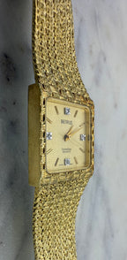 Benrus Diamond Quartz Vintage Gold tone 4 Diamond Watch (Near Mint)