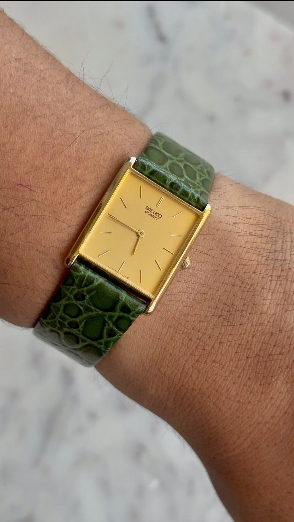 1983 Seiko Quartz Gold Tone Tank Watch