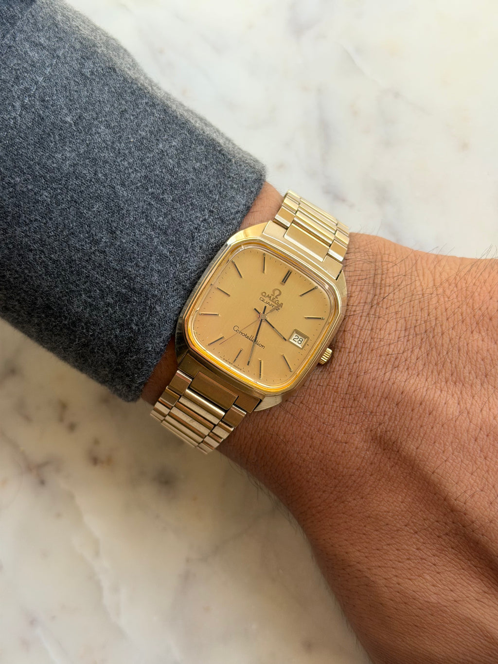 1970s Omega Constellation Quartz 10k Gold Filled TV Dial Watch