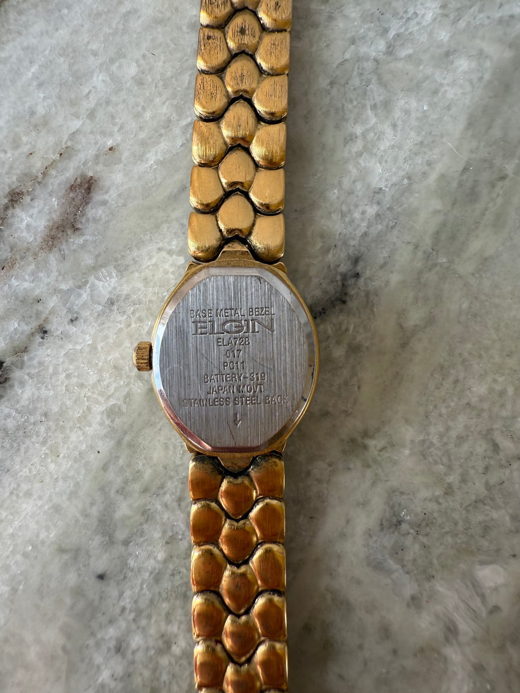 1990’s Elgin Crystal Hearts Gold Tone Quartz Watch