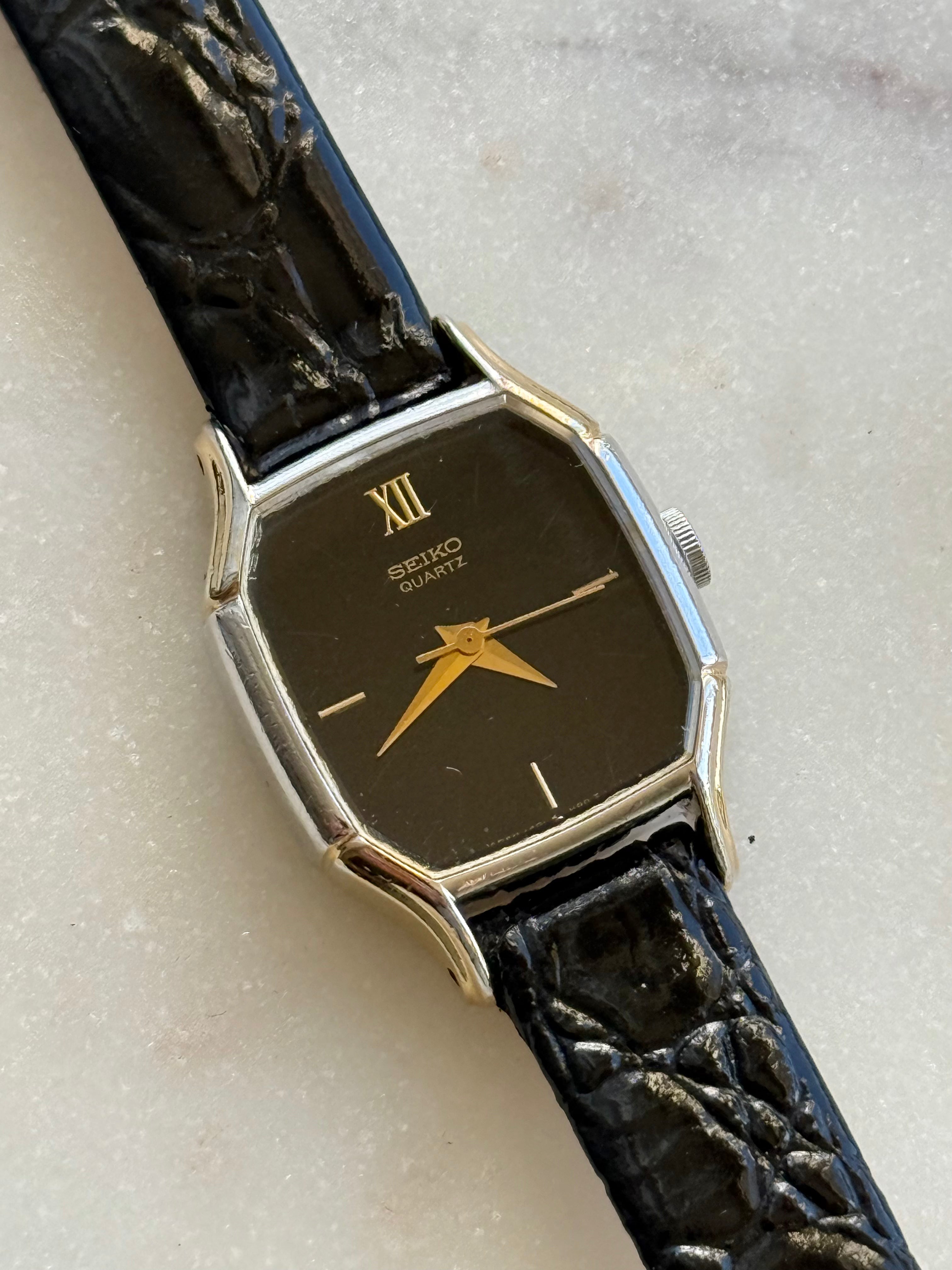 1983 Seiko Quartz Two Tone Tonneau Tank Watch