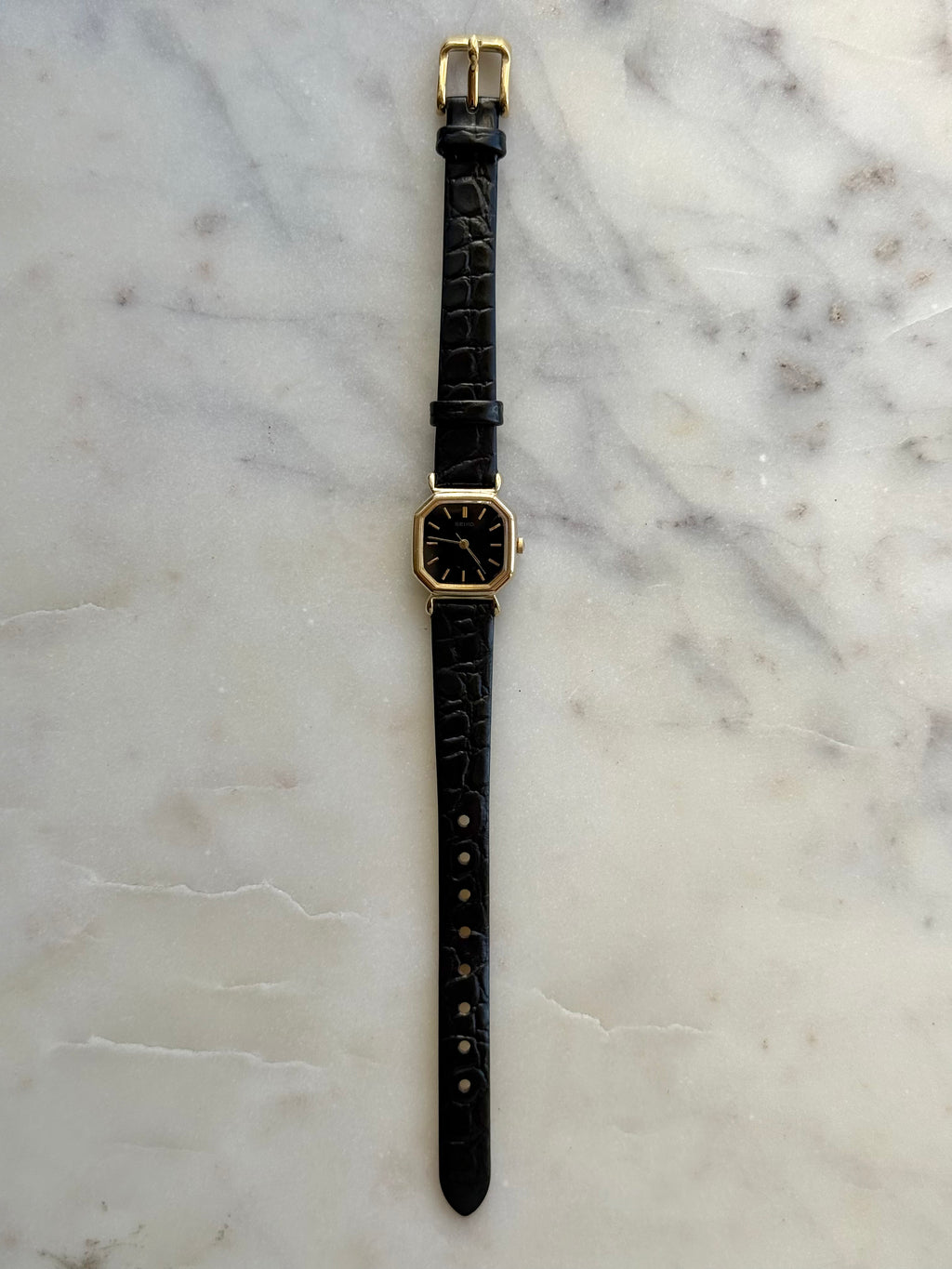1999 Seiko Gold Tone Hexagon Tank Watch