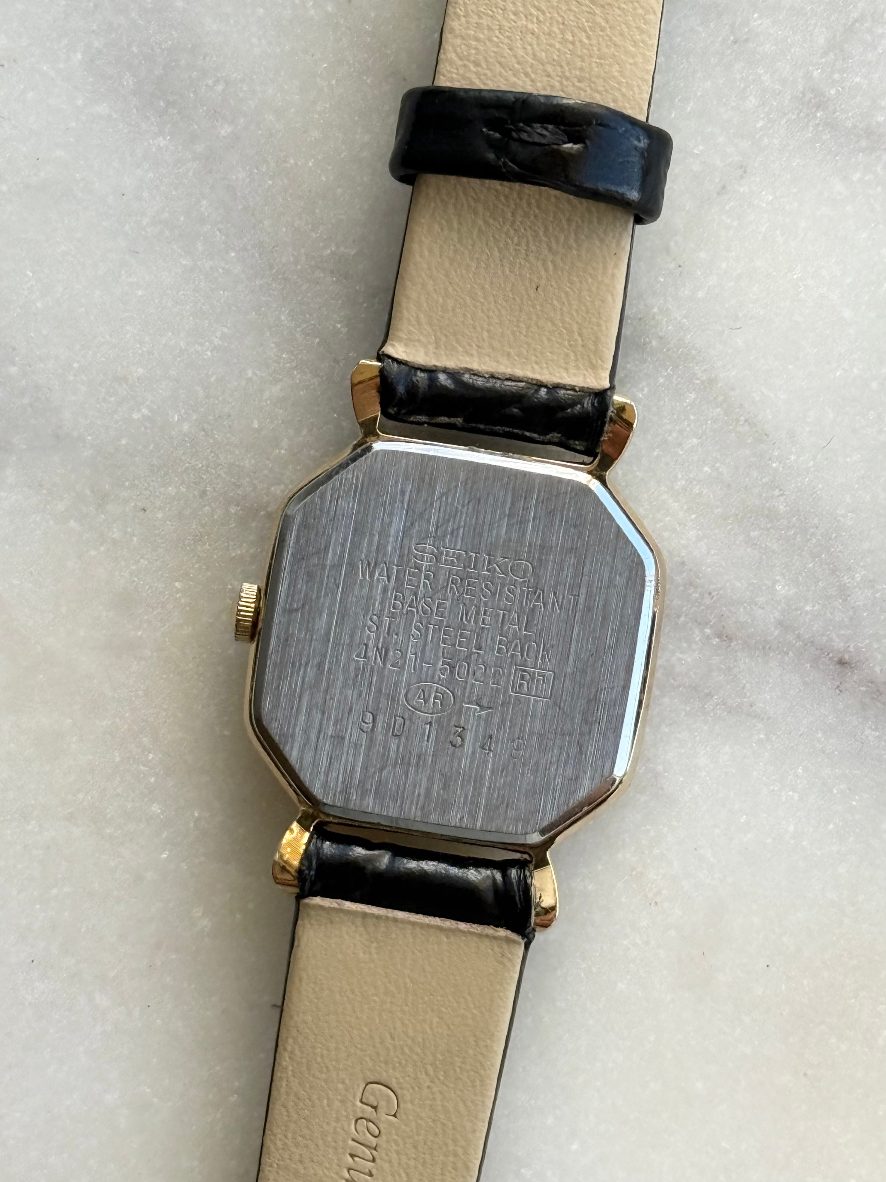 1999 Seiko Gold Tone Hexagon Tank Watch